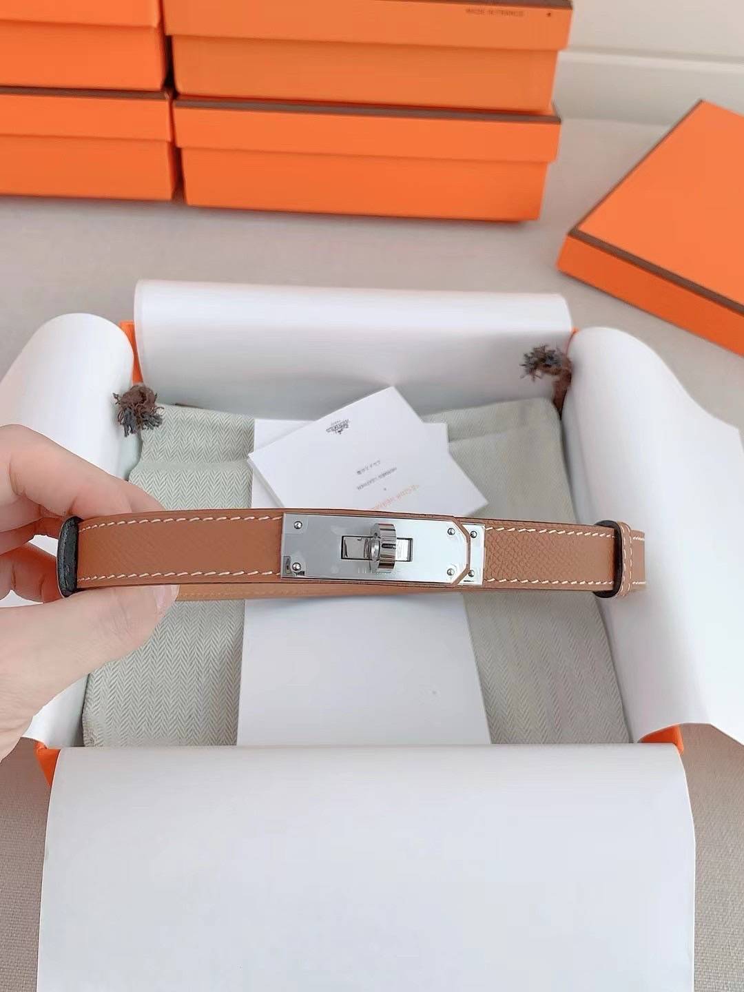 TOP ORI | Hermes Kelly 18 belt leather เข็มขัดแอเมสเกรดเทียบแท้ หนังแท้ full box set