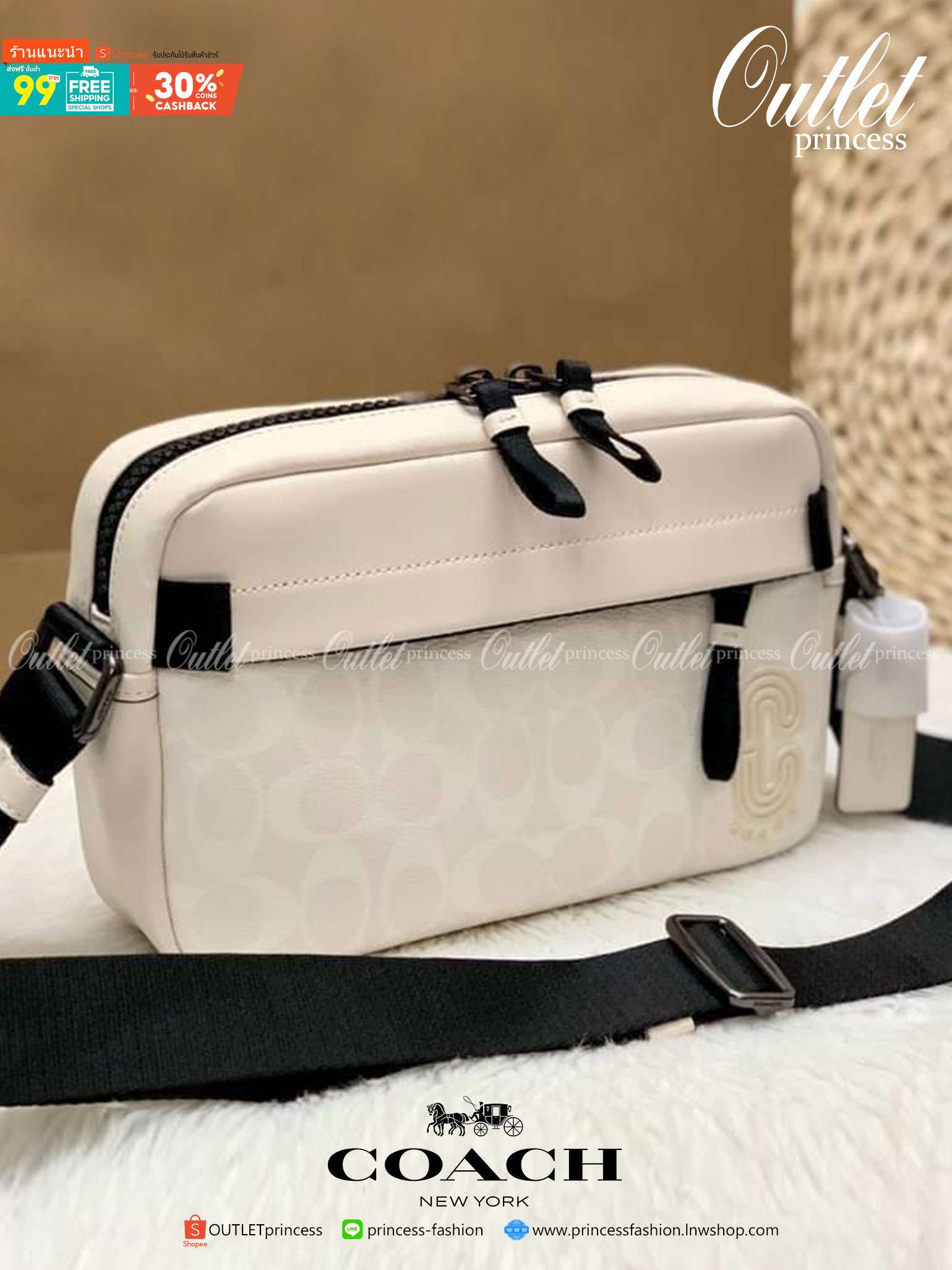 COACH EDGE CROSSBODY IN SIGNATURE CANVAS กระเป๋าสะพายครอสบอดี้ร์ วัสดุหนังแท้ หนังนิ่มอย่างดีค่ะ ด้านหน้ามีช่องซิปซ่อนให้หนึ่งช่อง เปิดปิดช่องหลักแบบซิปคู่ภายในกว้าง ใส่ของได้จุเลยนะคะ มีช่องซิปและช่องเล็กให้อีก2ช่อง;ด้านหลังกระเป๋าเป็นช่องโล่งใส่ของอีกช่