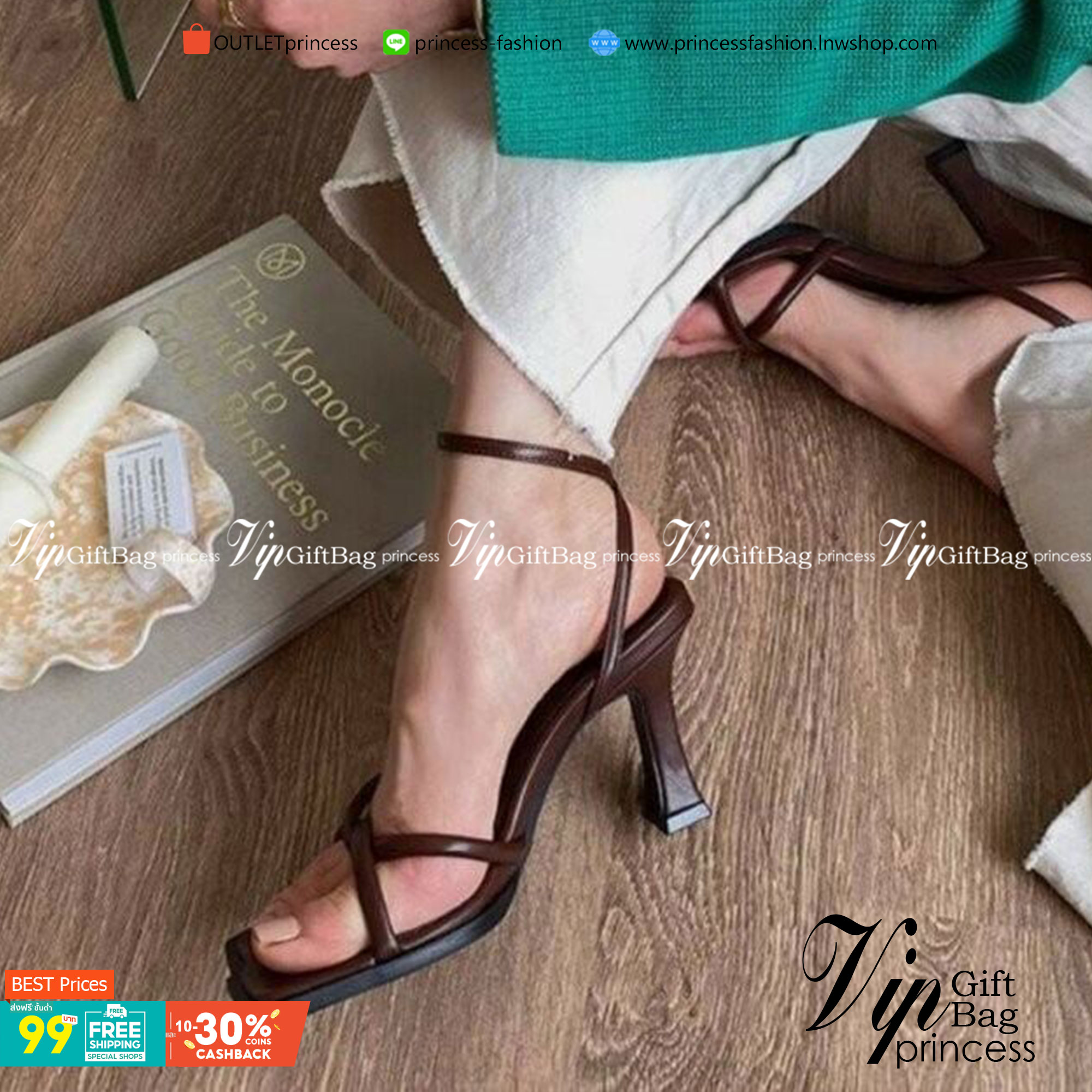 งานคัชชู ทรงเปิด พื้นเก๋ ขยักโค้งด้านหน้า วัสดุหนัง PU น้ำหนักเบา ไค้วด้านหน้าสลับ มีสายยาว พันทบข้อเท้า แมทส์ชุดง่าย ใส่กับชุดได้หลากหลาย