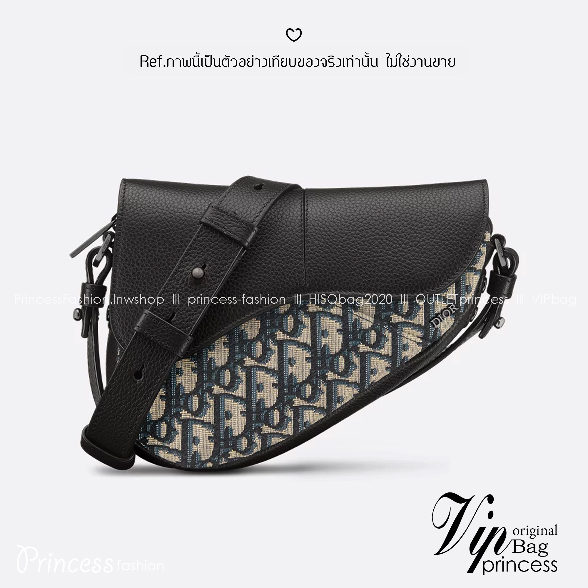 ORI หนังแท้ | DIOR Mini Saddle Bag กระเป๋าสะพาย คาดอก ผ้าแจ็กการ์ดลาย Oblique สีเบจและสีดำ นำเสนอมุมมองใหม่ให้กับดีไซน์ไอคอนิกด้วยรูปทรงที่ทันสมัย