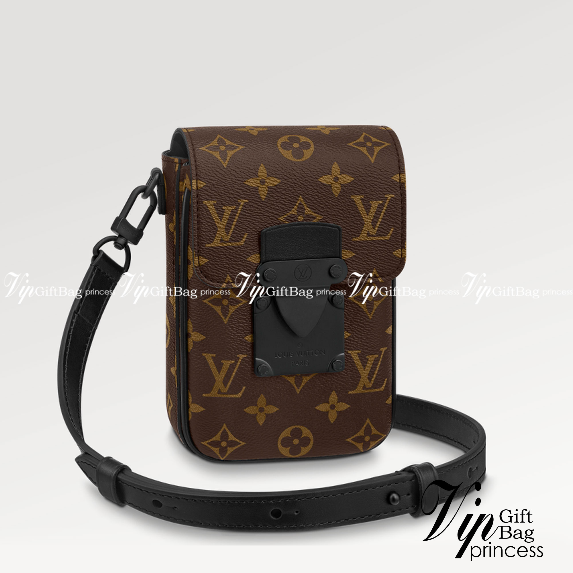LV S-Lock Vertical wearable wallet / LV Phone bag Monogram Macassar coated canvas and black cowhide leather เกรดออริจินอล ใช้ได้ทั้งผู้หญิงผู้ชาย พร้อมส่งที่ไทย ภาพสินค้าถ่ายจากงานขายจริง ใช้งานต่างประเทศได้