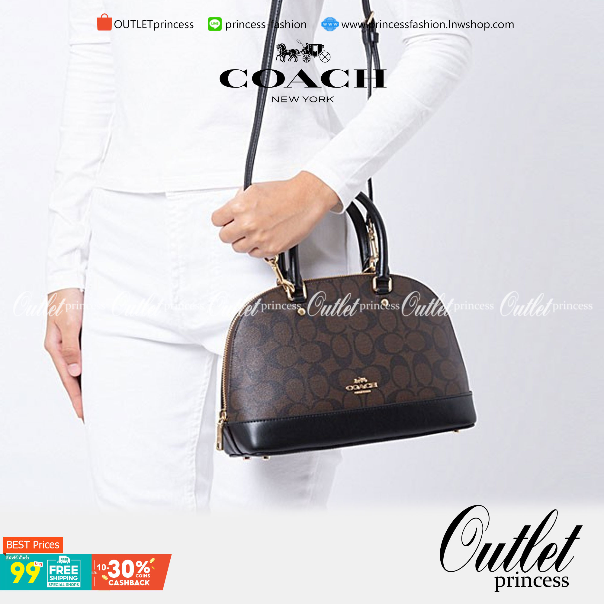 Coach Mini Sierra Signature กระเป๋าถือทรงโดม ภายในกว้างสามารถใส่กระเป๋าเงินเล็ก และมือถือได้ และยังมีช่องซิปเล็ก 1 ช่อง ด้านหลังมีกระเป๋าเล็กเก็บบัตร 1 ช่อง ใครยังไม่มีพลาดไม่ได้แล้วนะคะ