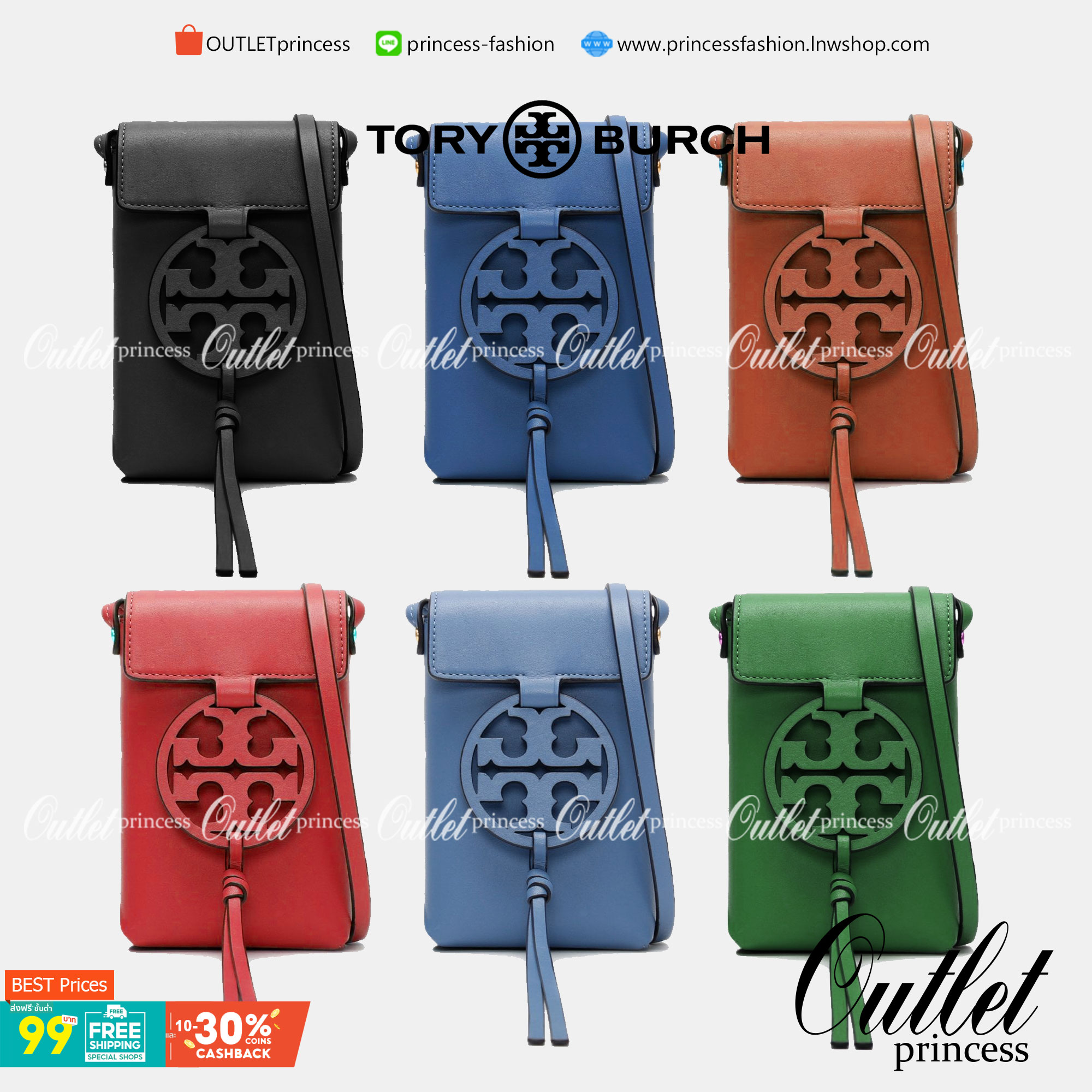 TORY BURCH MILLER METAL PHONE CROSSBODY อีกหนึ่งกระเป๋าใส่มือถือรุ่นฮิตที่เชื่อว่าหลาย ๆ คนต้องเคยเห็นผ่าน ๆ ตามาอย่างแน่นอน กับแบรนด์ Tory Burch ดีไซน์กระเป๋าทรงฝาพับแม่เหล็กใช้งานง่าย มาพร้อมดีเทล Logo สีเดียวกับเฉดสีของกระเป๋า แต่ยังมีความน่ารักด้วยทรง