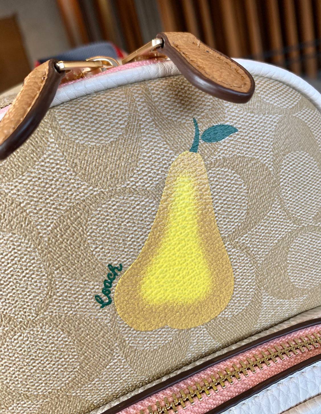 COACH MINI COURT BACKPACK IN SIGNATURE WITH PEAR ((c8258)) 🌈สวยกันก่อนใคร วางน้องไม่ลงเลยจริงๆค่าา😍 พร้อมส่ง! กับกระเป๋าสะพายหลังแบบมีหูหิ้วในตัว บอกก่อนเลยว่าหนังของน้องทั้งนิ่ม ทั้งสวย อย่างดีเลยค่ะ