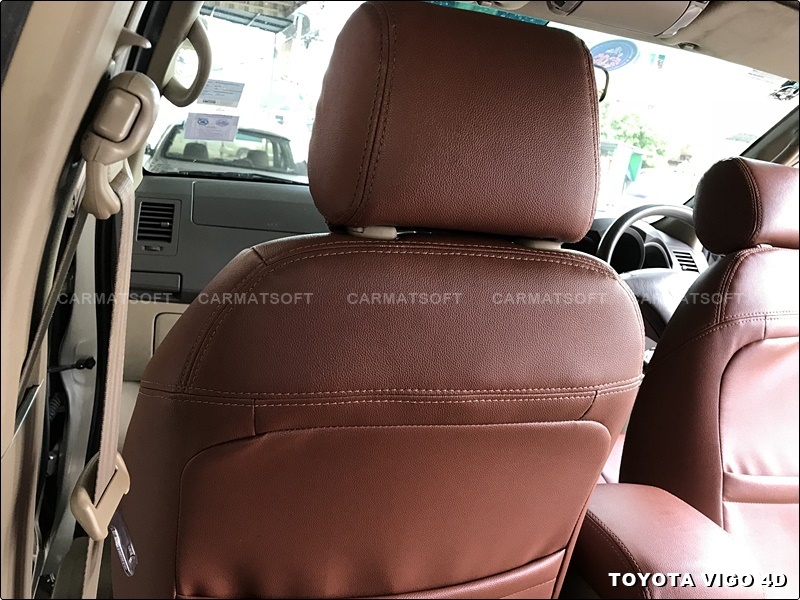 ชุดหุ้มเบาะรถยนต์ VIGO 4ประตู หนังPVC เกรดA หนา1มิล สีน้ำตาลเข้ม