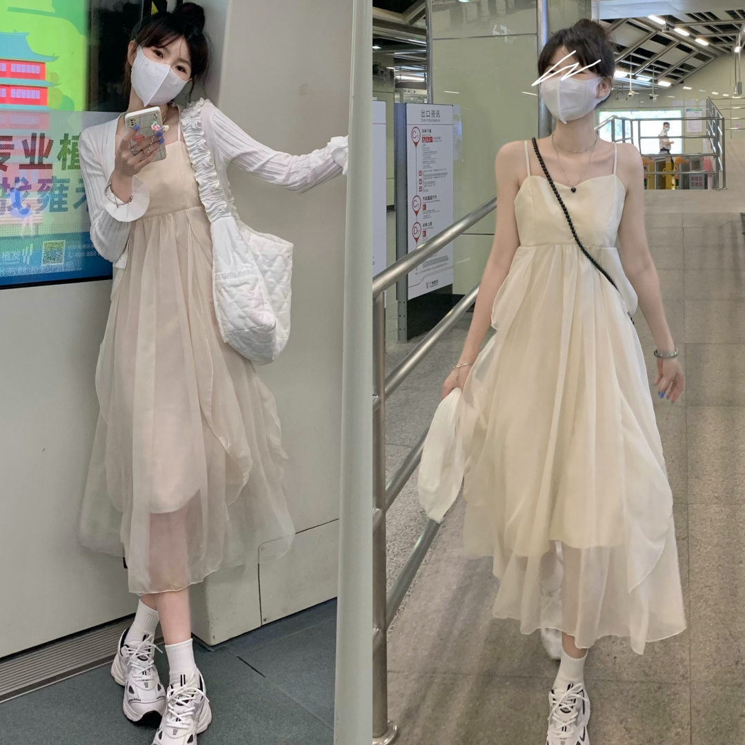 พร้อมส่ง 🥐🐮 Woowa dress & cardigan เดรสสายเดี่ยว เสื้อคลุมแขนยาว (ขายแยกชิ้น) (36304)