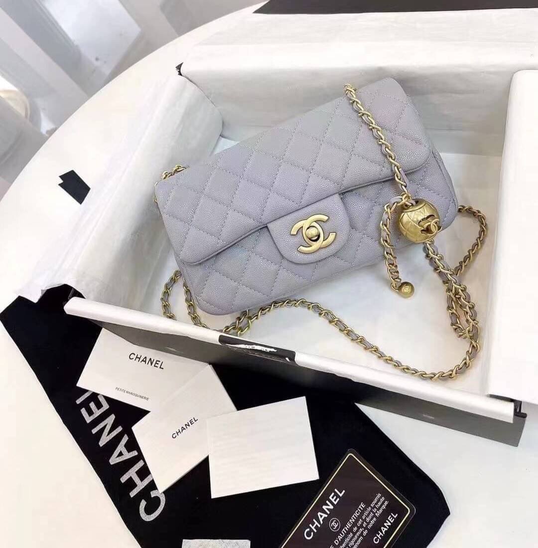 CHANEL MINI FLAP BAG CAVIAR Leather GOLD tone hardware พร้อมส่ง 5 สี