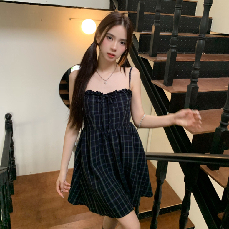 พร้อมส่ง 👼🏻🧁 Scotty dress เดรสสายเดี่ยวลายสก็อตน่ารัก (IN38528)