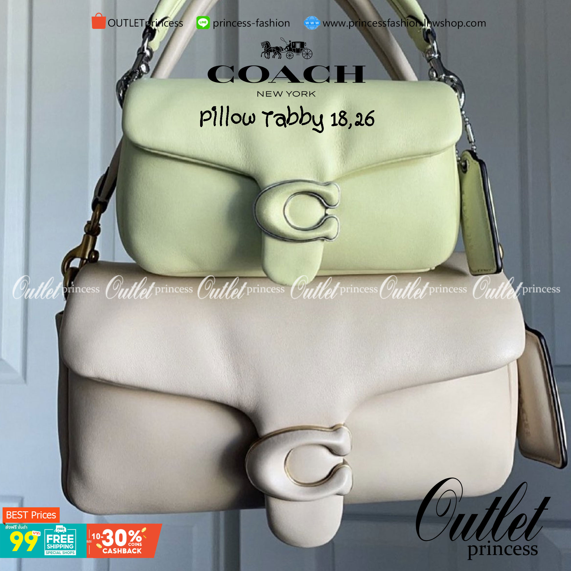 Coach Pillow Tabby Shoulder Bag 18 หนัง nappa หนานิ่ม นุ่มมากๆ รุ่นใหม่ล่าสุดค่ะ! พร้อมโลโก้รุ่นใหม่ด้วยเช่นกัน เพิ่มความหรู ดูดีเข้าไปอีกค่ะ เปิดปิดกระเป๋าแบบกระดุมแมาเหล็ก ภายในมีช่องใส่ของสองช่อง; สามารถใส่กระเป๋าเงินใบสั้นได้;พาสปอร์ตได้;มือถือได้ ค่ะ