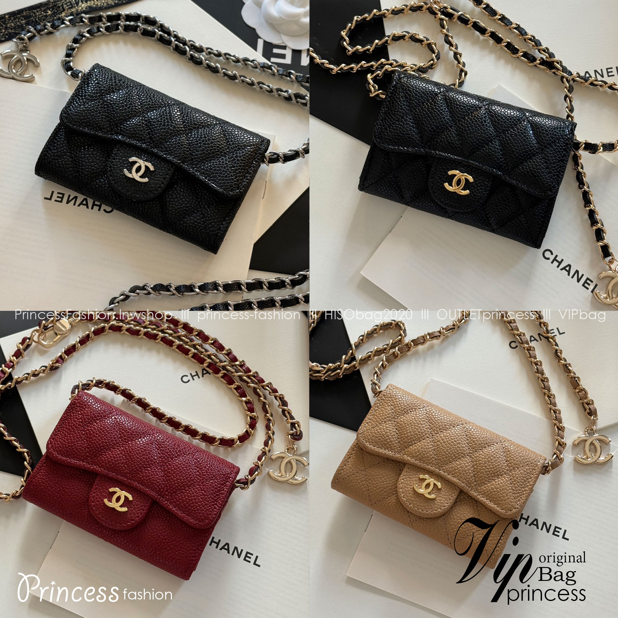 CHANEL mini wallet on chain crossbody กระเป๋าสตางค์พร้อมสายโซ่ หนังแท้ เกรดออริจินอล 1:1 สลับแท้
