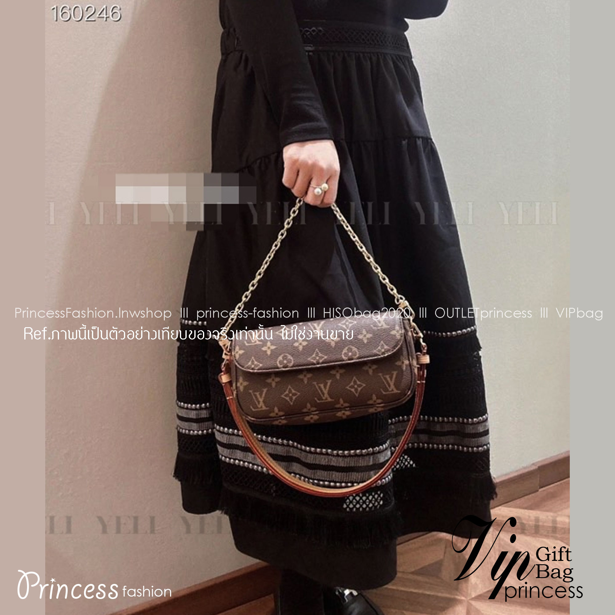 LV IVY WALLET ON CHAIN กระเป๋าสะพายกึ่งกระเป๋าสตางค์ รุ่นยอดนิยม สุดคุ้มด้วยลูกเล่นที่หลากหลาย สายสะพาย 2 เส้น สะพายไหล่และสะพายข้าง