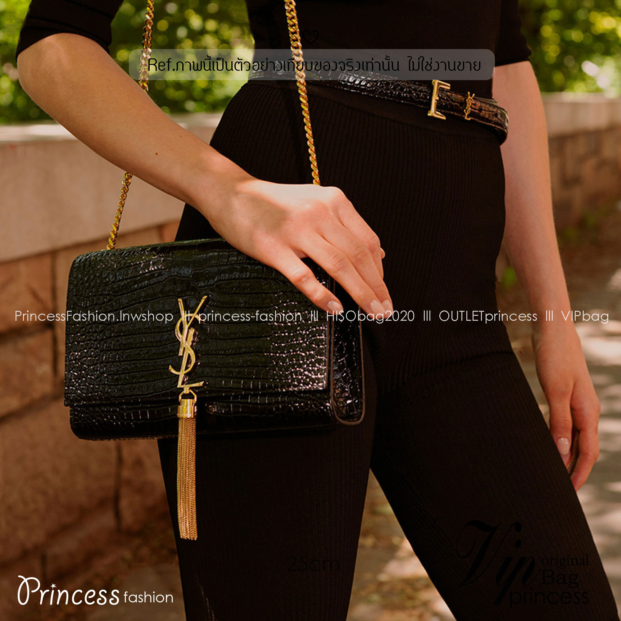 ORI หนังแท้ | 24cm Ysl Kate Croc Tassel Bag / YSL Woc Bag กระเป๋าสะพายทรง woc เรียบหรูดูแพงที่แท้จริง งานหนังลายจรเข้เต็มใบโดดเด่นด้วยโลโก้แบรนด์สุดหรู พร้อมพู่ห้อย รุ่นฮิตลอดกาลดูดีมีระดับ