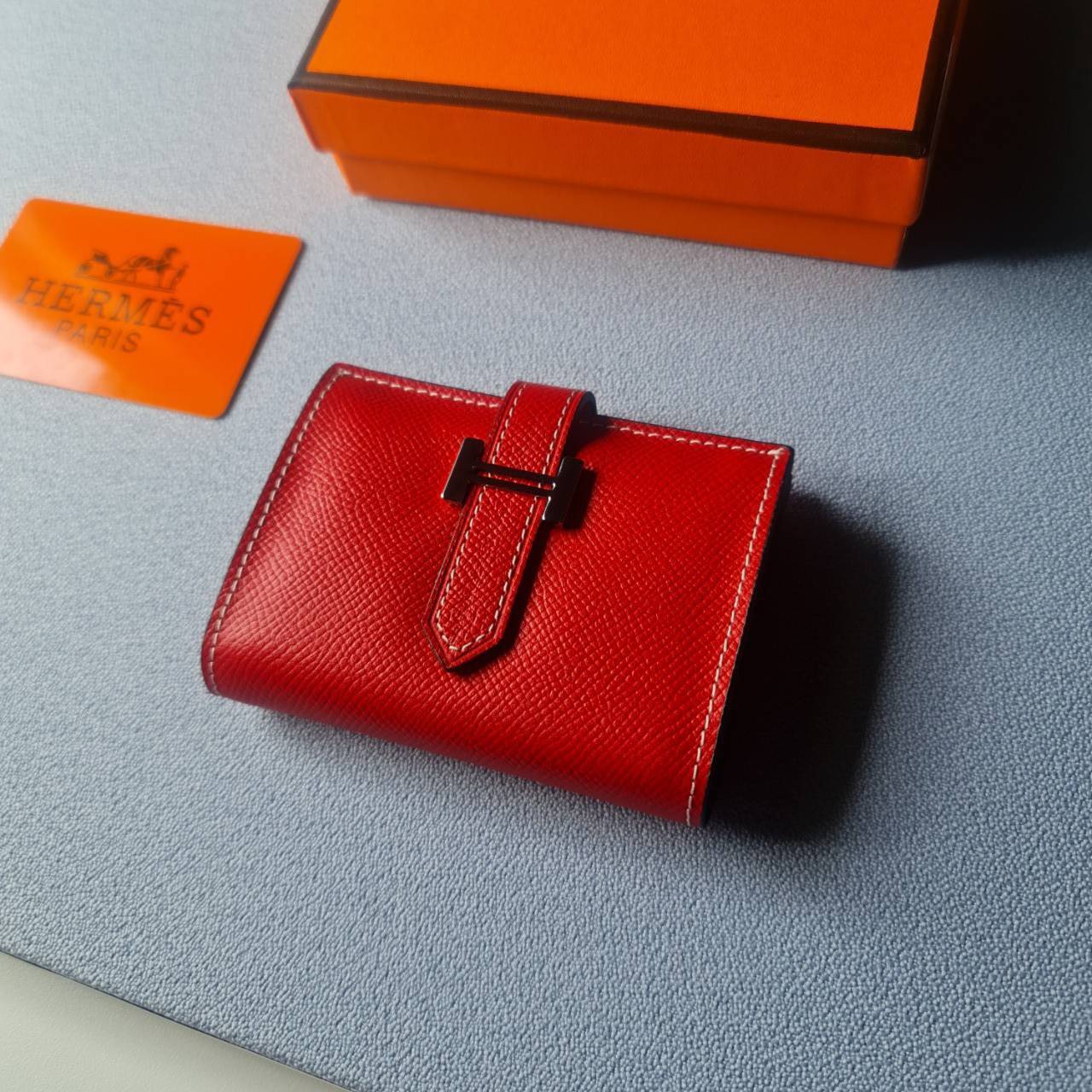 VIP หนังแท้ 】HERMES MINI BEARN WALLET UNISEX