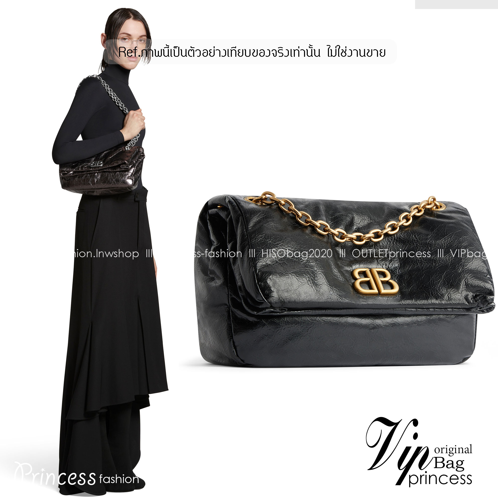 Balenciaga MONACO SMALL CHAIN BAG IN BLACK 28cm กระเป๋าทรงโท้ทใบใหญ่ งานหนังยับสวยเต็มใบ เกรดออริ สลับแท้ 1:1 ใช้งานต่างประเทศได้