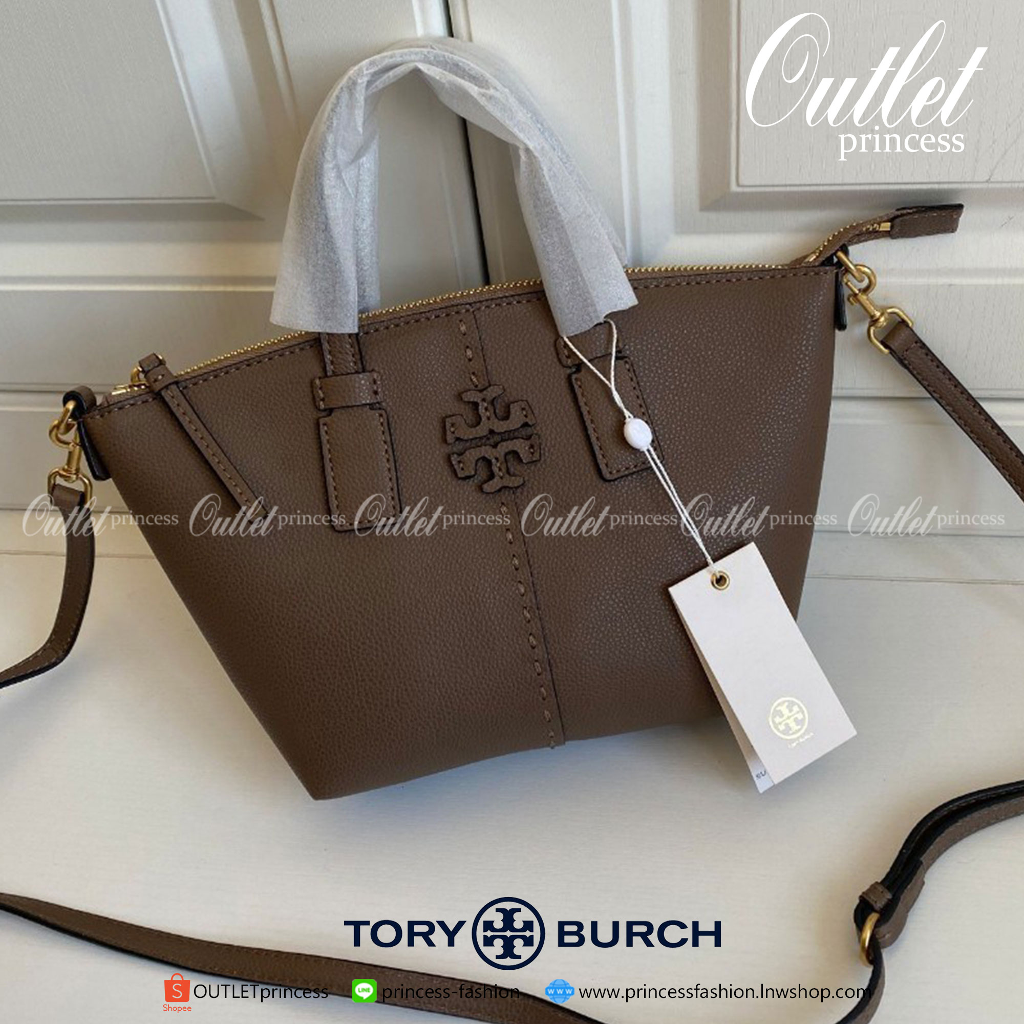 Tory Burch Mcgraw Colorblock Mini Top Zip Satchel กระเป๋าสะพายทรงสวย ใบขนาดเล็กกำลังดี *วัสดุหนังแท้ทั้งใบ หนังสวยมาก