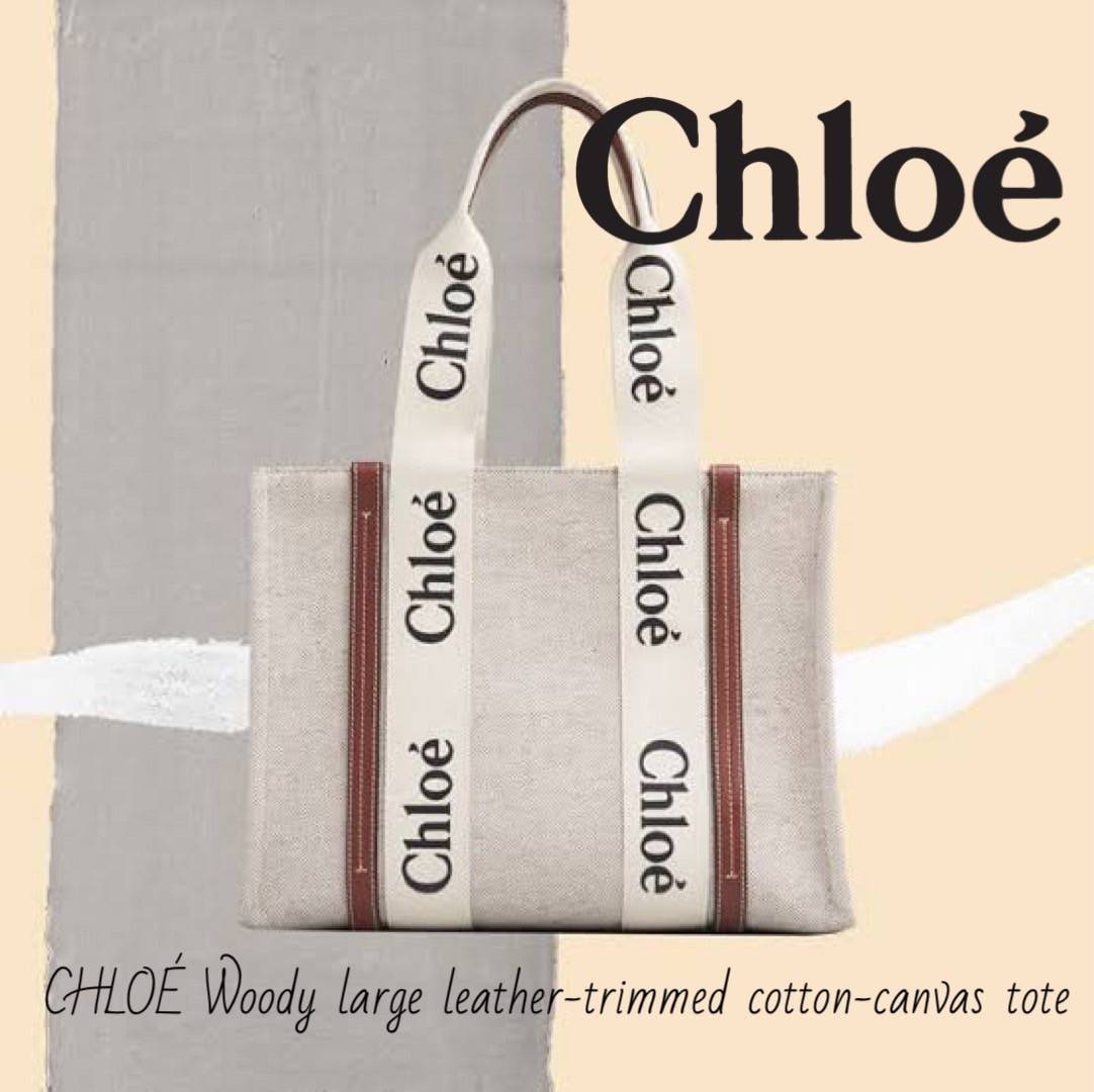 CHLOÉ Woody large leather-trimmed cotton-canvas tote กระเป๋าแบรนด์ดังจากสัญชาติฝรั่งเศส เป็นที่ชื่นชอบของเซเลบริตี โคลเอ้รุ่นนี้เป็นสไตล์วินเทจ เรียบหรูและดูดี ออกแบบมาเพื่อการใช้งานที่ง่ายแสนง่าย และยังจุของได้ไม่น้อยเลยทีเดียว เพิ่มความมีเสน่ห์และแข็งแร
