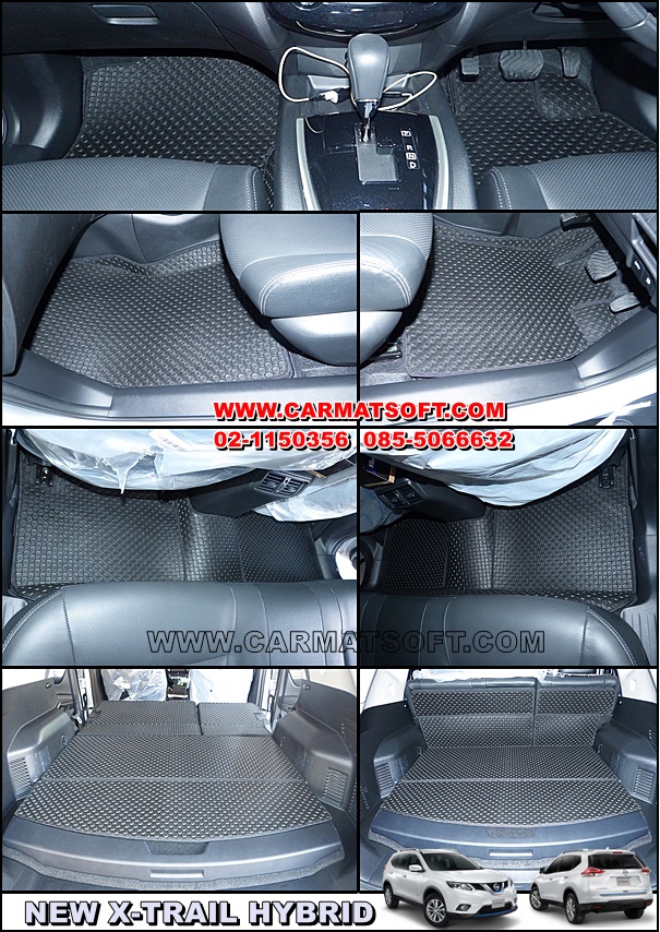 พรมปูพื้นรถยนต์ NISSAN X-TRAIL HYBRID ลายกระดุมสีดำ เข้ารูป ตรงรุ่นรถ