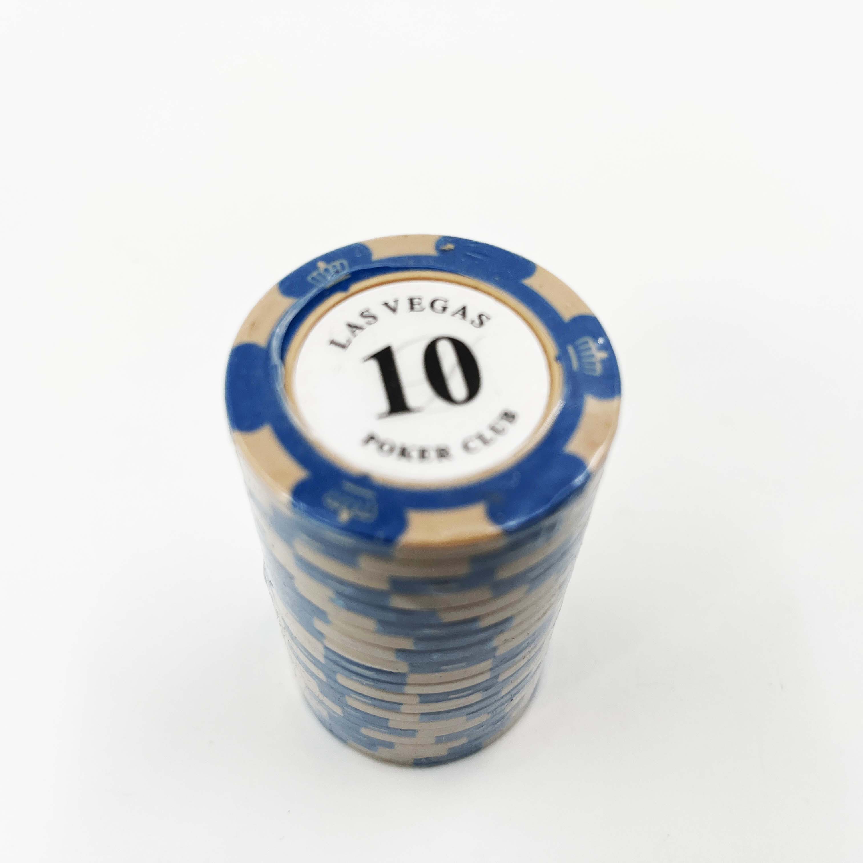 ชิปโป๊กเกอร์เกรดพรีเมี่ยมซื้อแบบแยกเหรียญ น้ำหนักขนาดมาตรฐานลาย Lasvegas (แบรนด์ Poker Club)
