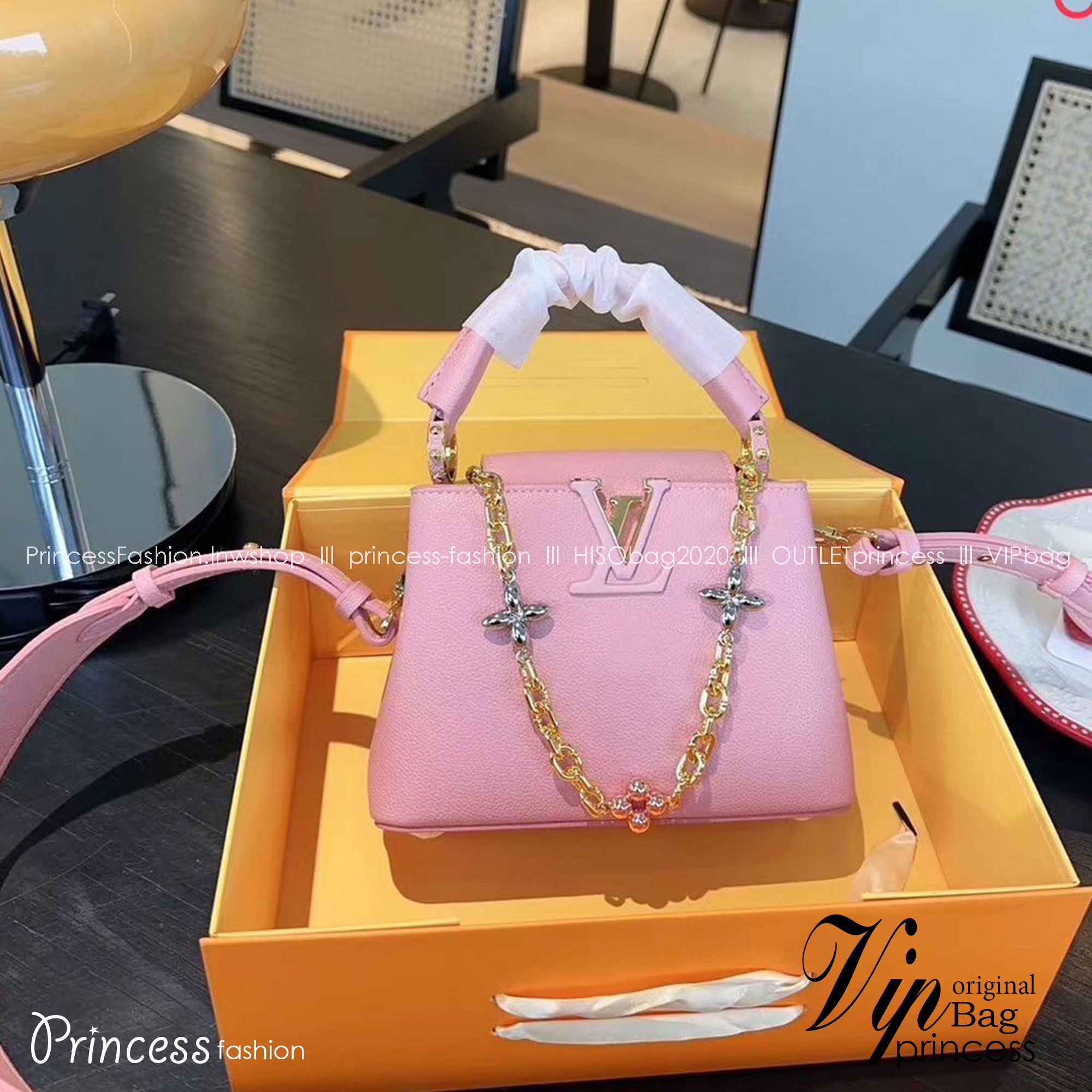 LV Capucines BB top handle / LV BAG พร้อมส่ง 6 สี ที่สุดของความสวยในราคาเบาๆ กระเป๋าถือสุดหรู ดีไซน์ทรงคลาสสิค พร้อมสายโซ่อะไหล่ทองหรูหรา