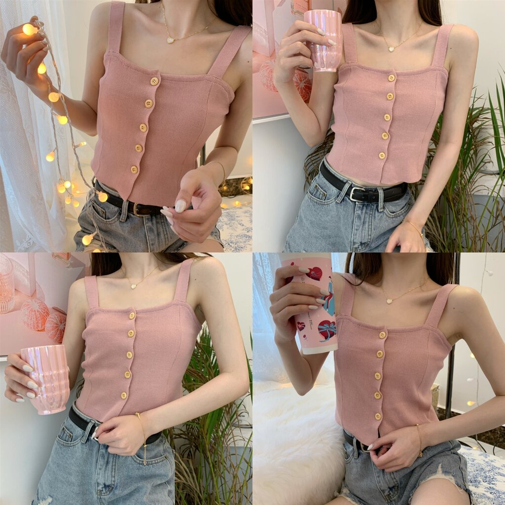 พร้อมส่ง - Bow Front Crop Top เสื้อครอปไหมพรมถักสีชมพูสุดละมุน (IN37628)