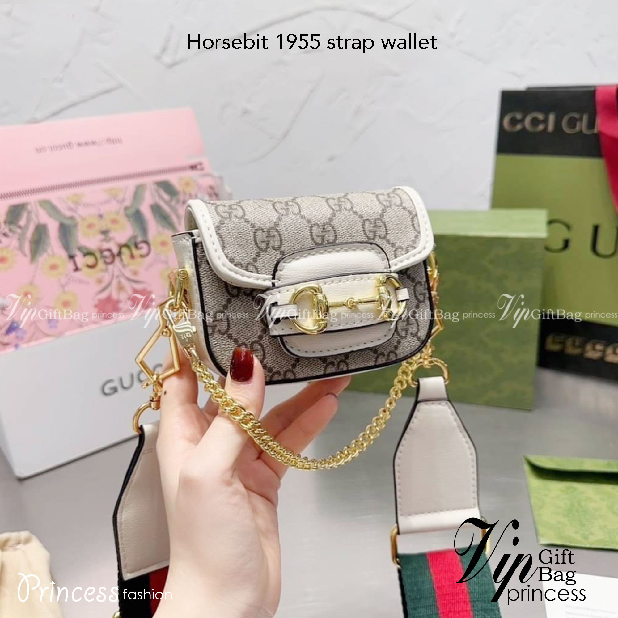 GUCCI HORSEBIT 1955 STRAP WALLET พร้อมส่ง กระเป๋าสะพายใบเล็กจิ๋ว มินิน่ารักน่าใช้ สายสะพายถอดได้ เลื่อนปรับระดับได้ เป็นอีกรุ่นที่น่าใช้มากๆ