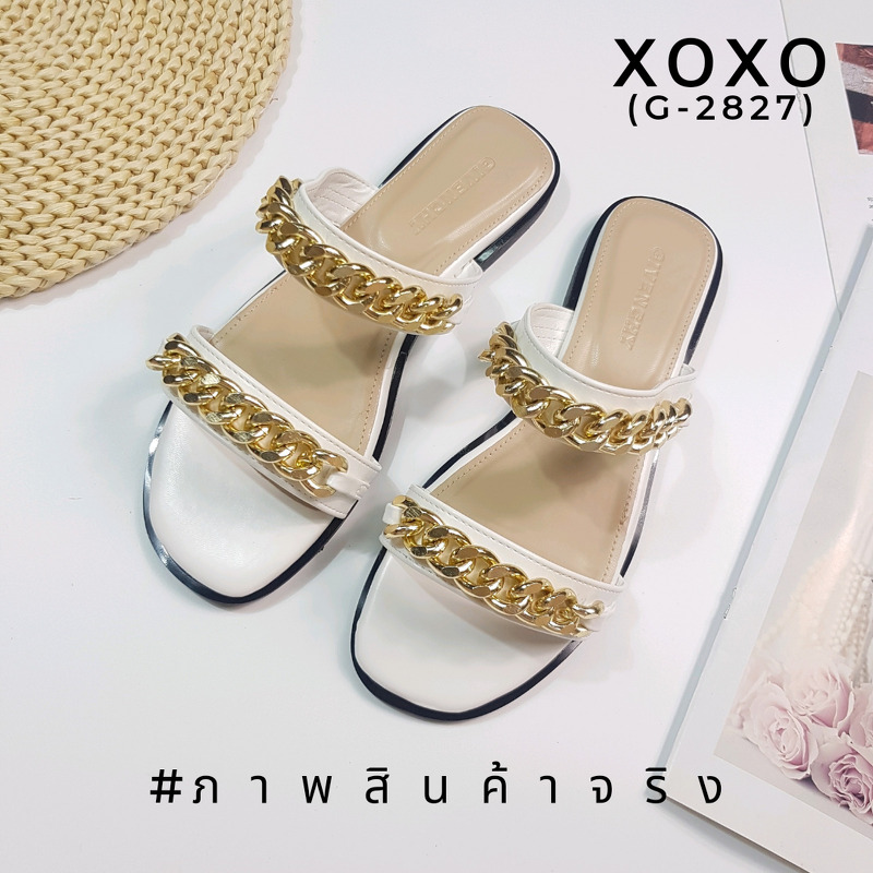 Givenchy Sandals แตะ โซ่ สวย เก๋ งานขายดีตลอดกาล แมทส์ชุดง่าย น้ำหนักเบา วัสดุหนัง PU แต่งโซ่อย่างดีอะไหล่หนา ดูแพงเกินราคาขาย น้ำหนักเบา