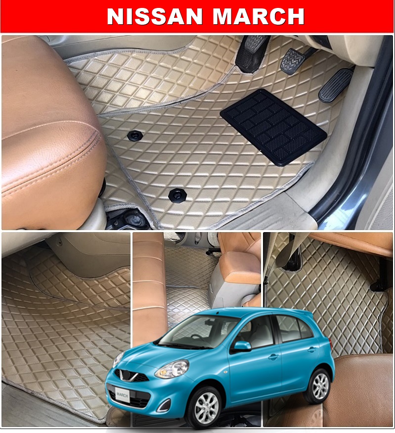 พรมปูพื้นรถยนต์ NISSAN MARCH พรมลายDIAMOND ยางปูพื้นรถEVA 12ชิ้น เต็มคัน