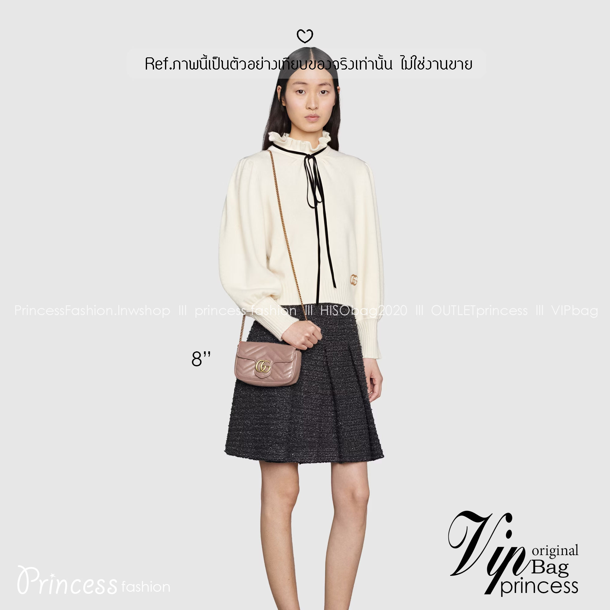 GUCCI GG Marmont shoulder bag กระเป๋าสะพายข้างรุ่นคลาสสิค สะพายขับผิว ดูแพง อัพลุคได้สบายๆ เปิด-ปิดด้วยตัวกดล็อคแน่นหนา ด้านหลังดีไซน์รูปหัวใจ