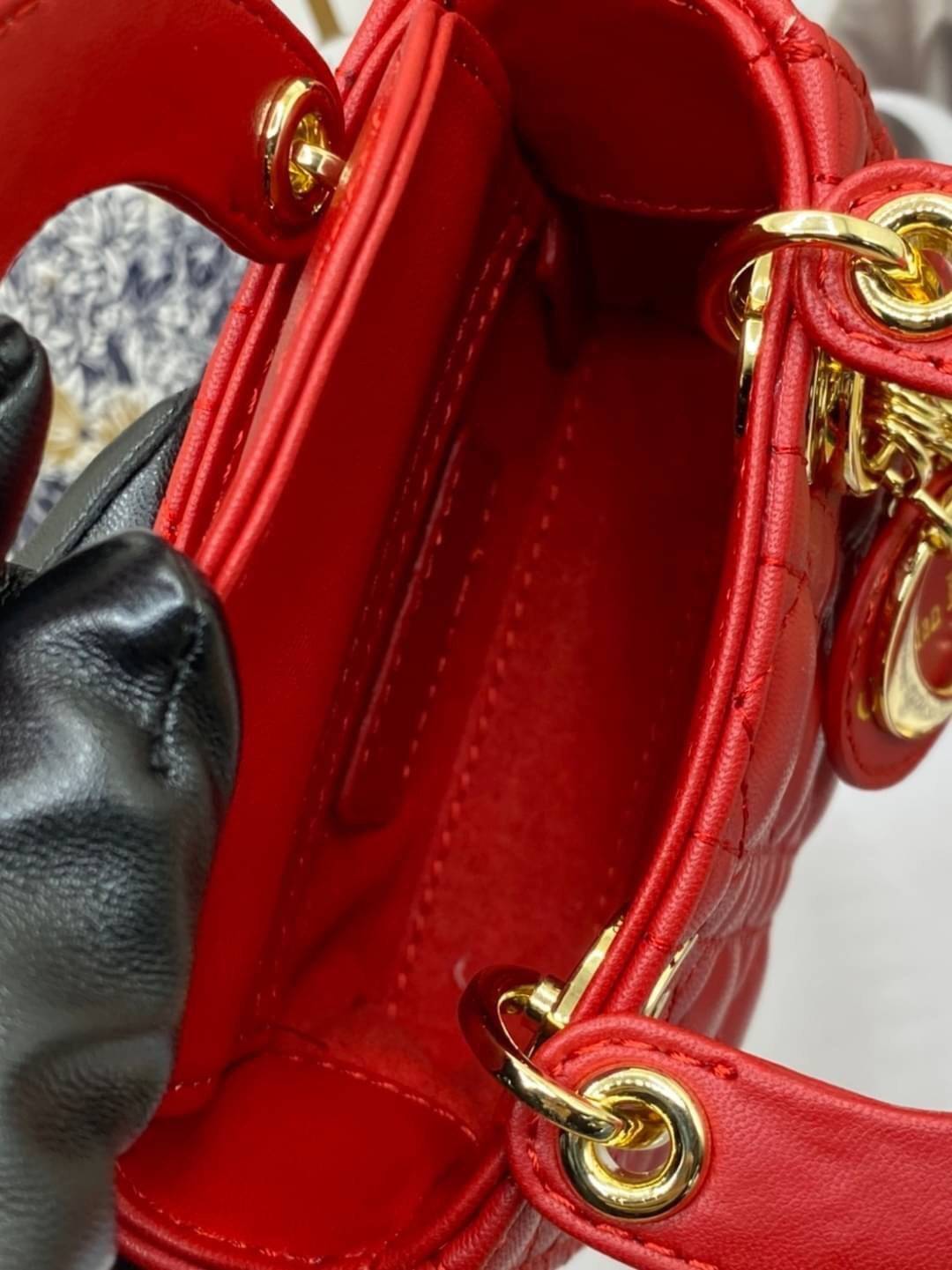 VIP 】หนังแท้ CHRISTIAN DIOR MICRO LADY DIOR BAG Cannage Lambskin