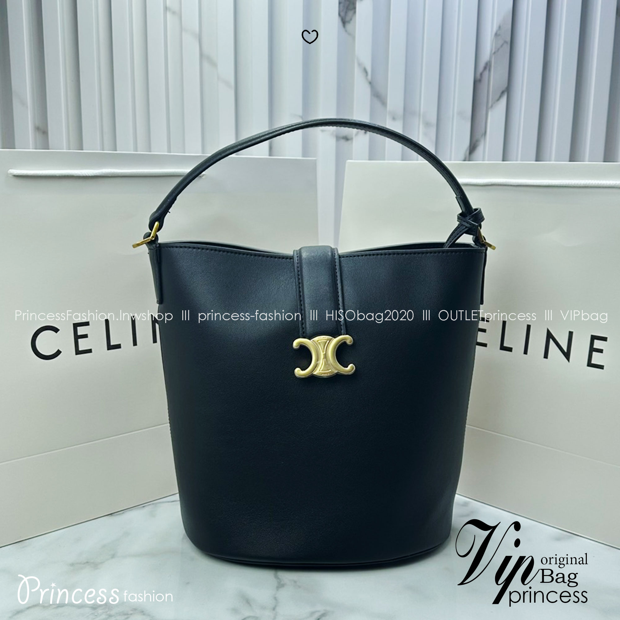 CELINE MEDIUM LOUISE BAG in SMOOTH CALFSKIN / Celine Bucket Bag กระเป๋าทรงบัคเก็ต กระเป๋าถือรุ่นใหม่ล่าสุด ดีไซน์หรูคลาสสิค