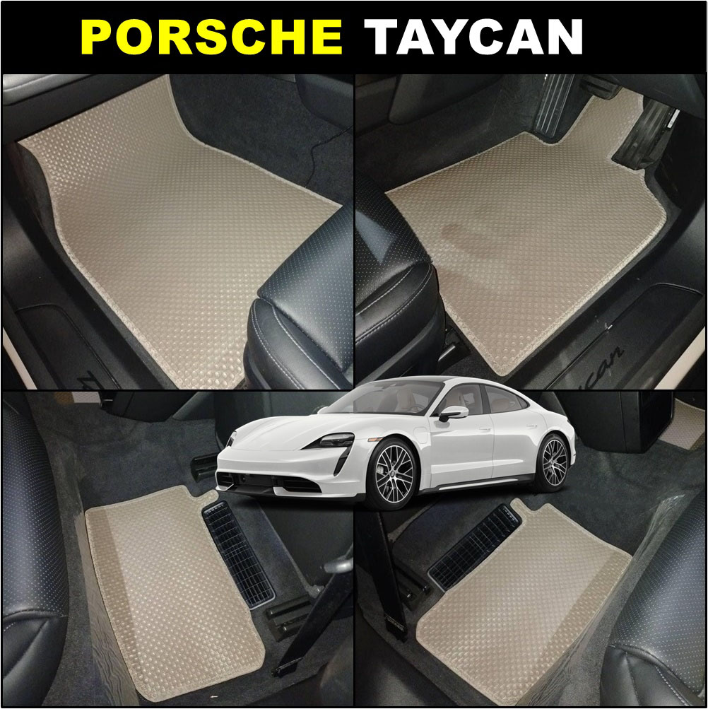 ยางปูพื้นรถยนต์ PORSCHE TAYCAN ปี2020-26 พรมกระดุม ปอร์เช่ ไทคานน์ เข้ารูป 4ชิ้น