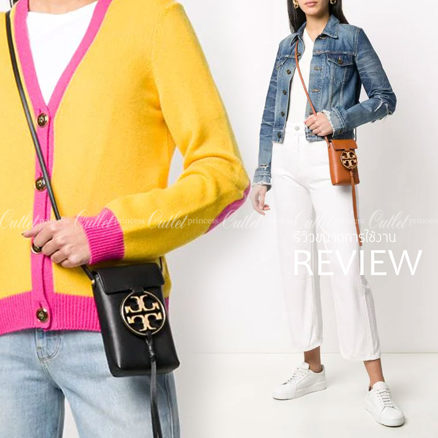 TORY BURCH MILLER METAL PHONE CROSSBODY อีกหนึ่งกระเป๋าใส่มือถือรุ่นฮิตที่เชื่อว่าหลาย ๆ คนต้องเคยเห็นผ่าน ๆ ตามาอย่างแน่นอน กับแบรนด์ Tory Burch ดีไซน์กระเป๋าทรงฝาพับแม่เหล็กใช้งานง่าย มาพร้อมดีเทล Logo แบรนด์โดดเด่นสีทองตัดกับหนังแกะสีดำ ดูหรูดูแพง! แต่