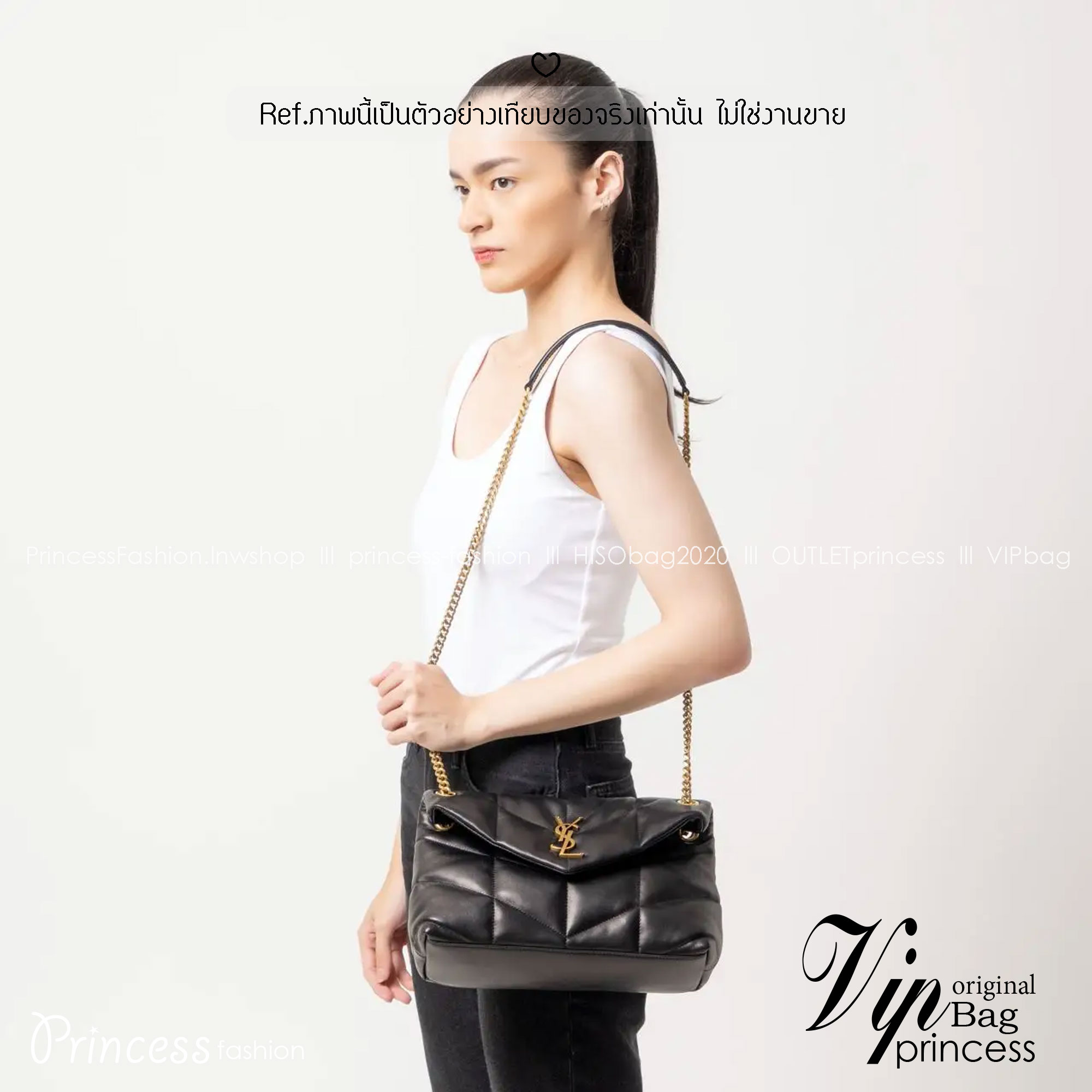 ORI หนังแท้ | 28cm YSL PUFFER SMALL in Nappa leather กระเป๋าสะพายรุ่นยอดนิยม ทรงสวย ใช้ได้บ่อยไม่มีเบื่อ วัสดุหนังสัมผัสนิ่มมือ ดีไซน์เรียบหรู ดูแพง สะพายได้หลากหลาย