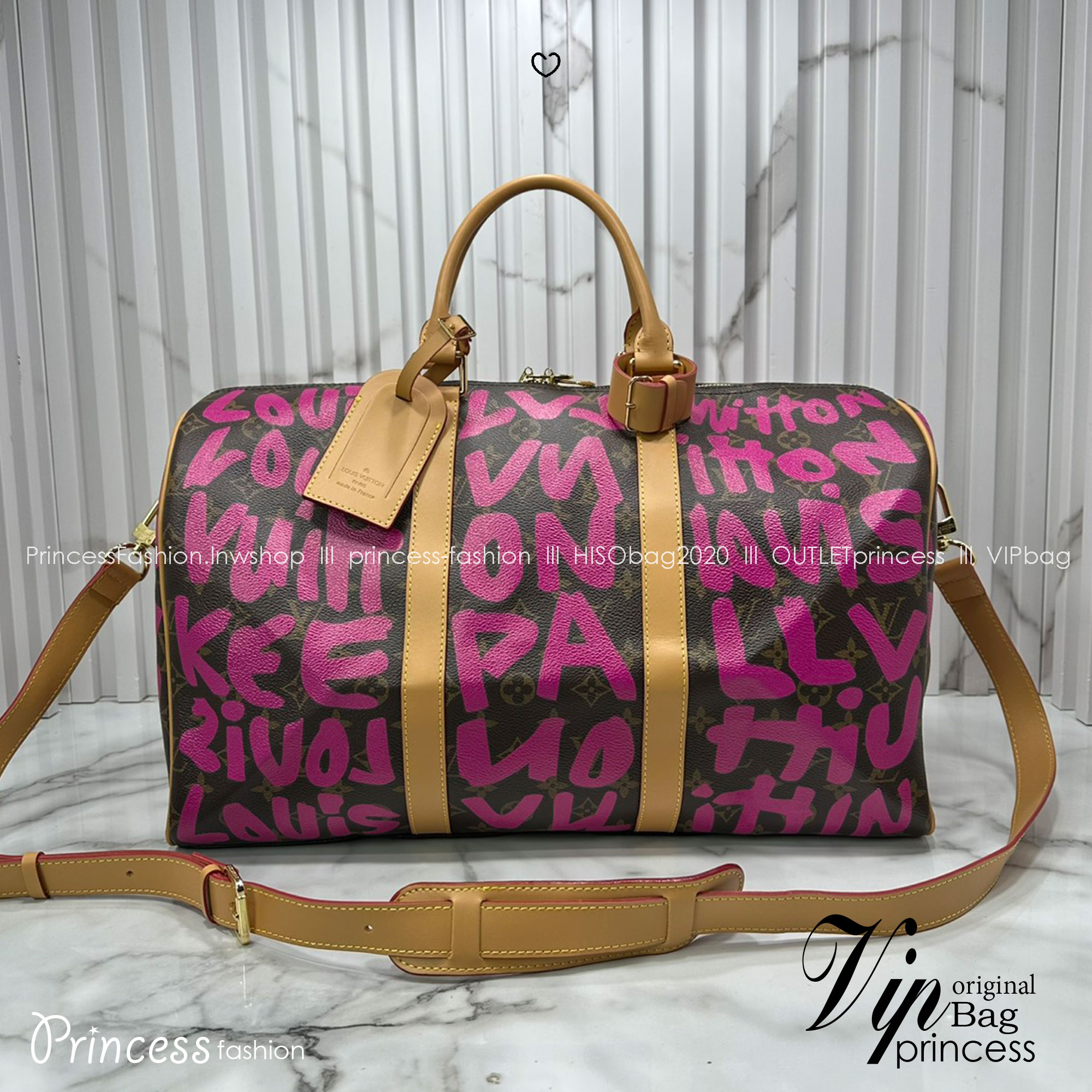 ORI หนังแท้ | LV Stephen Sprouse Graffiti Keepall 42cm กระเป๋าสะพายทรงคีฟออลใบใหญ่ ลวดลายตัวอักษรกราฟฟิกเต็มใบ