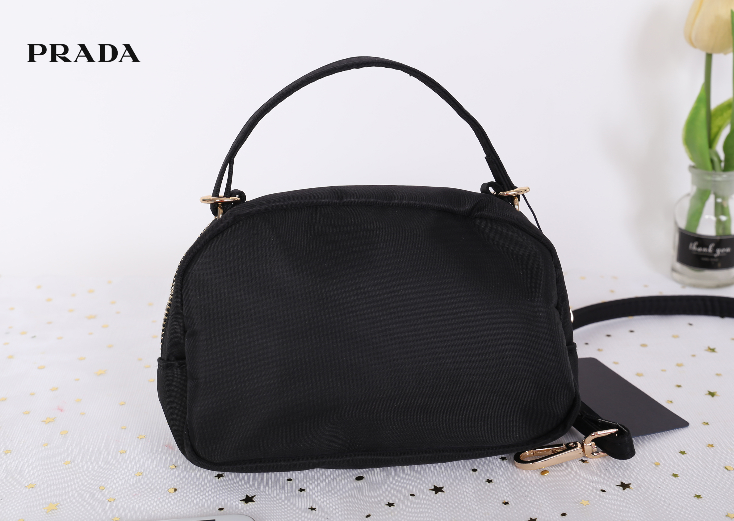 PRADA MINI 3 ZIPPER NYLON HANDBAG & SHOULDER BAG กระเป๋าถือหรือสะพายทรง dome size mini วัสดุ nylon มีหูหิ้วจับถนัดมือ