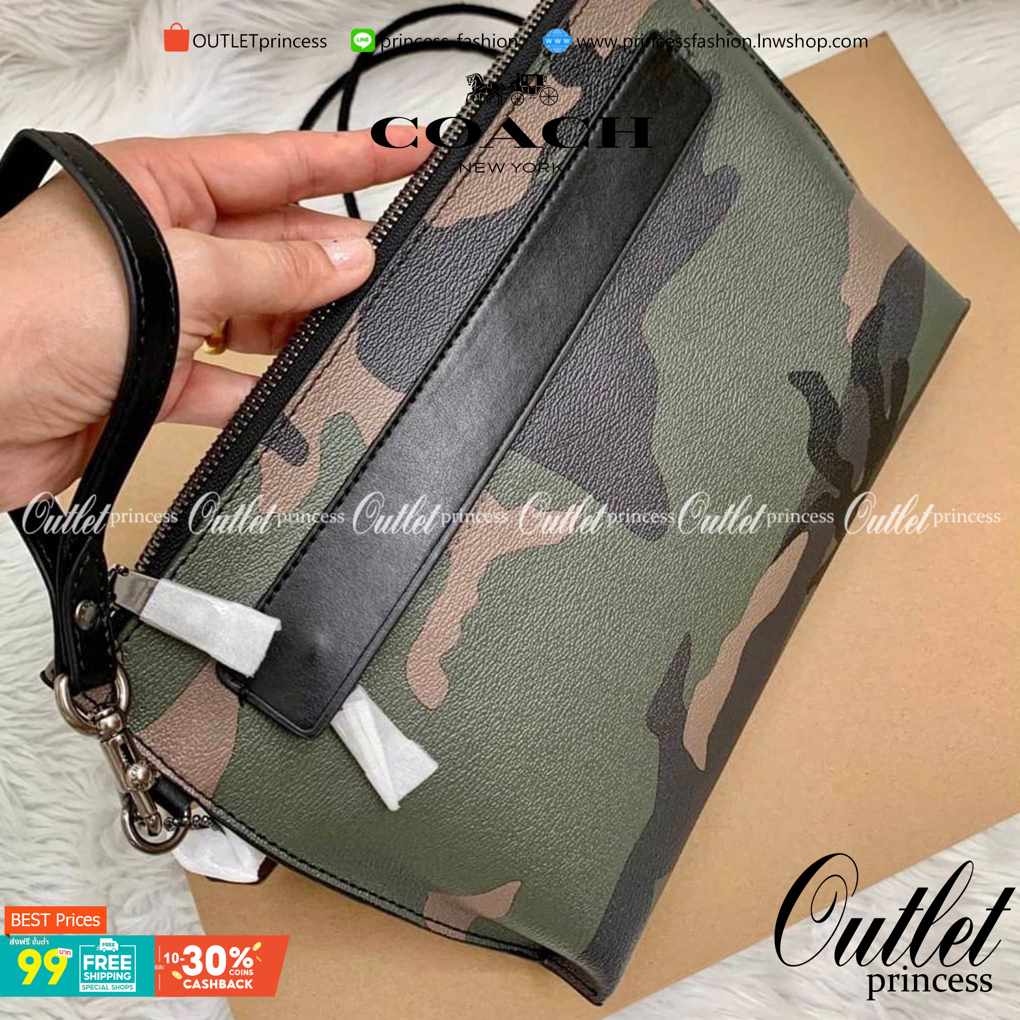 COACH CARRYALL POUCH WITH CAMO PRINT ((29127)) พร้อมส่งค่ะ! กระเป๋าคล้องมือแบบคลัท หนังแท้ หนังนิ่มลายทหารสวยค่ะ;สารมารถใส่ i pad;Tablet (บางรุ่น) ได้ค่ะ; มีช่องเล็กใส่ของจุกจิกสิงช่อง;ซิปซ่อนด้านหน้าหนึ่งช่อง พร้อมสายคล้องมือถอดออกได้หนึ่งสาย