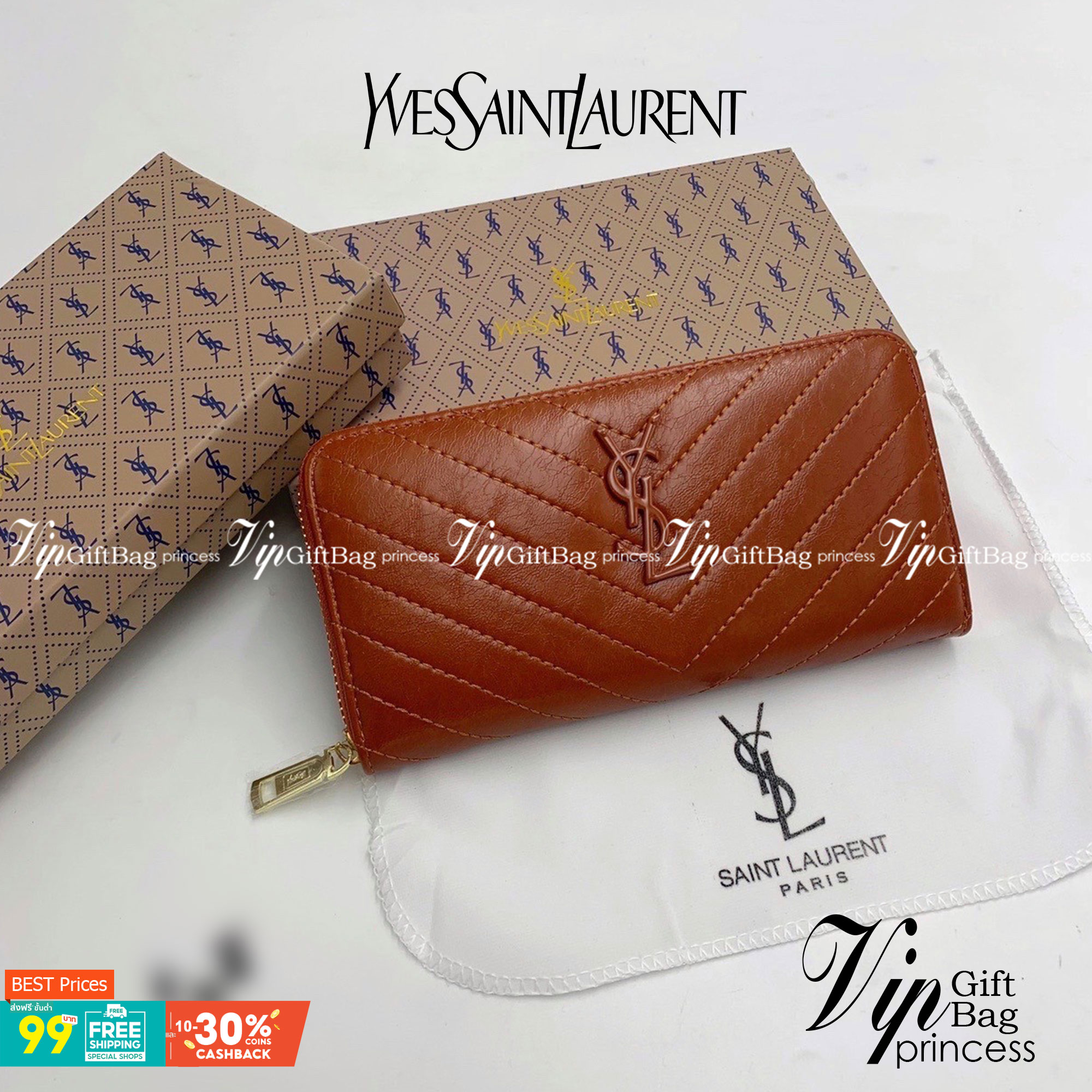 YSL Yves Saint Laurent Zip Around Long Wallet กระเป๋าสตางค์ทรงยาวซิปรอบ งานสวยหนังดี งานปั้มแบรนด์ทุกจุด มีช่องใส่บัตรให้เยอะมากถูกใจสาวๆแน่นอน ใช้งานง่าย สวยหรูดูแพง ราคาสุดคุ้มเลยค่าา