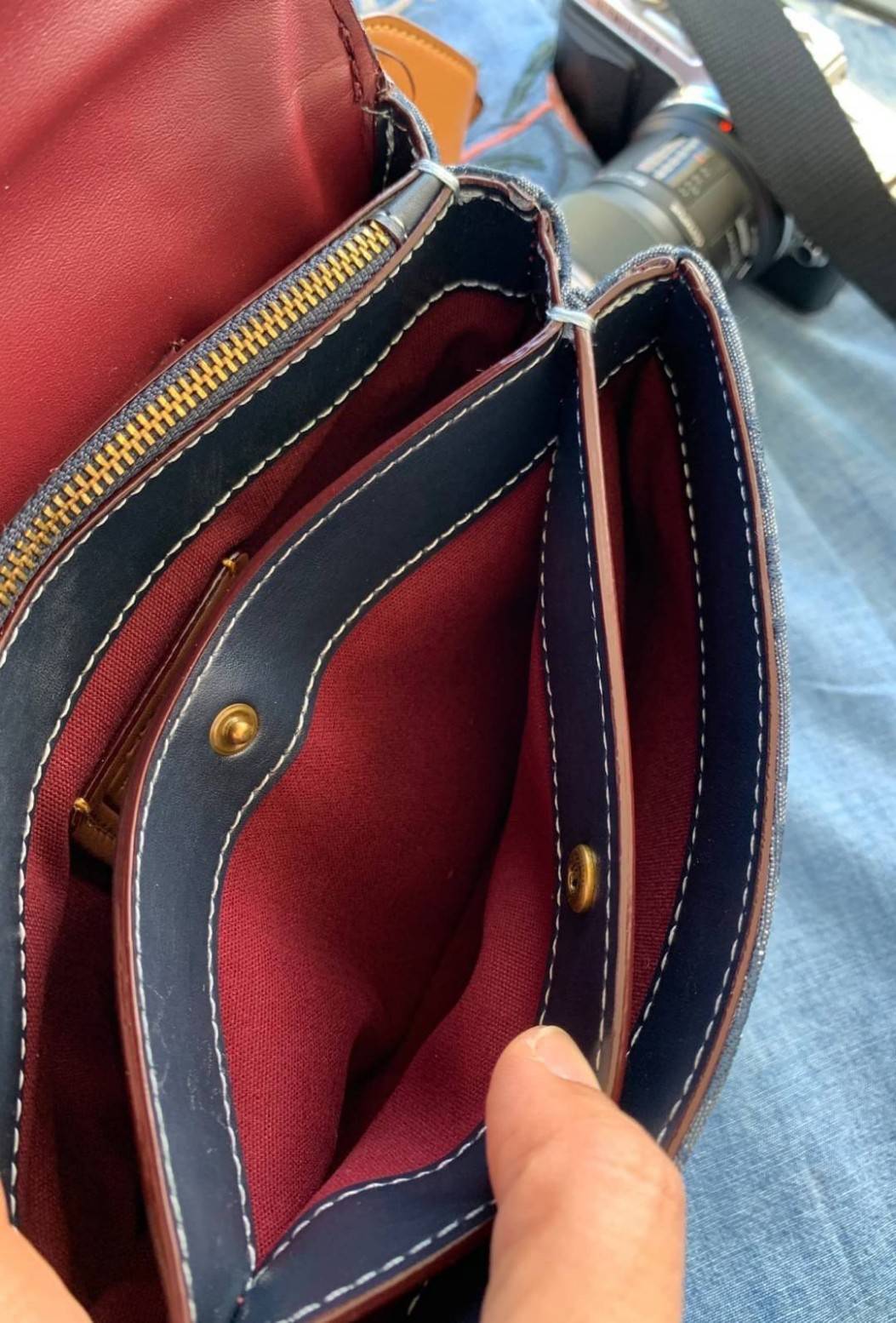 COACH RILEY TOP HANDLE 22 IN SIGNATURE CHAMBRAY