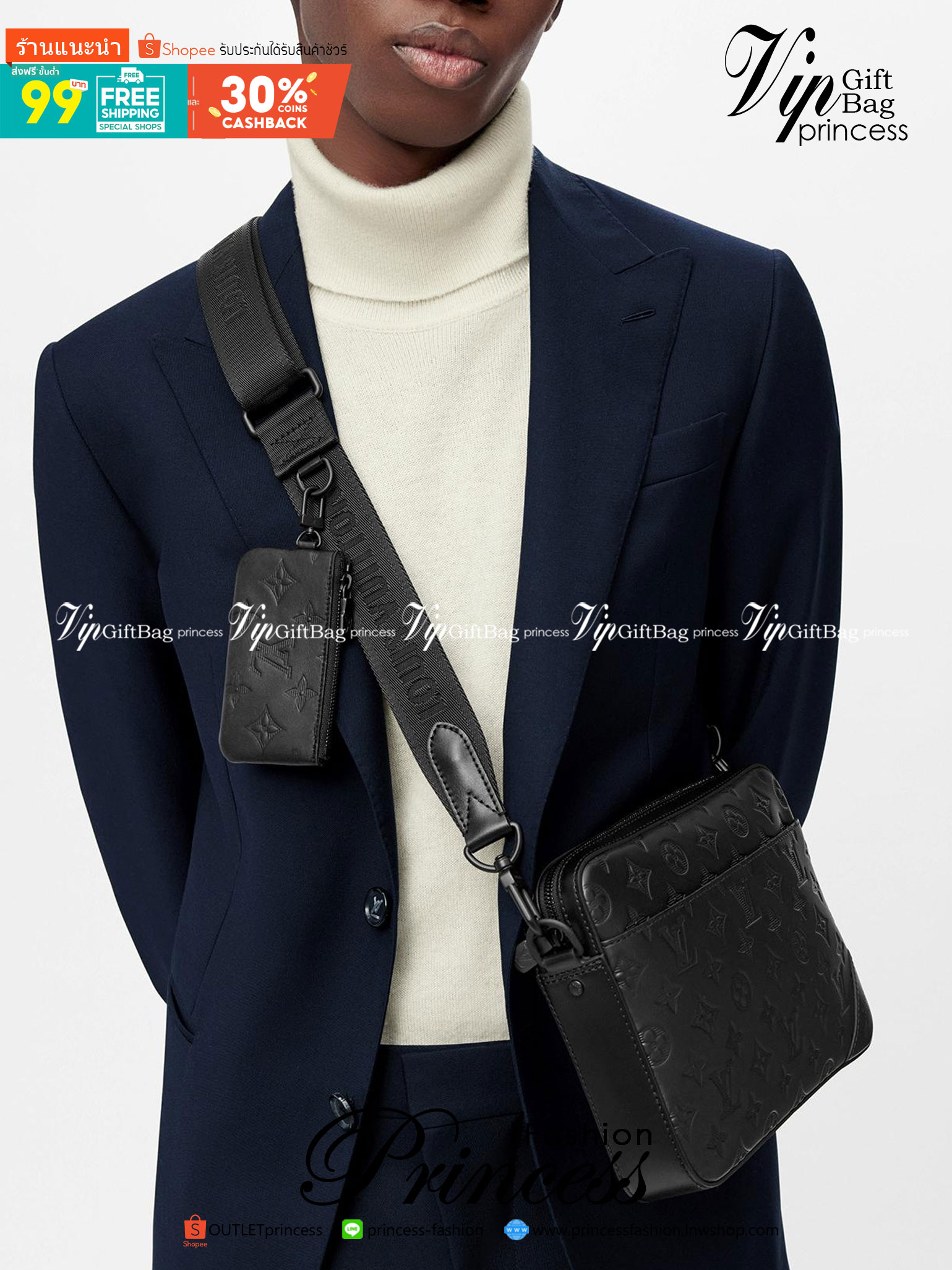 LV Duo messenger Black Monogram Shadow เกรดใช้งานสลับใบจริงได้ เทพออริจินอล เนื้องานสวยงาม หนังแท้ ใช้ได้ทั้งชายหญิง ภาพสินค้าถ่ายจากงานขายจริงใช้งานต่างประเทศได้