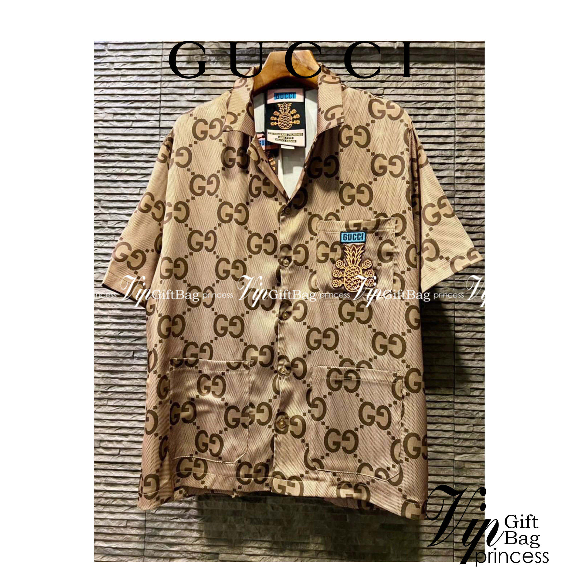 Gucci Pineapple GG canvas bowling shirt / Gucci Shirt พร้อมส่งที่ไทย ภาพสินค้าถ่ายจากงานขายจริง ใช้งานต่างประเทศได้