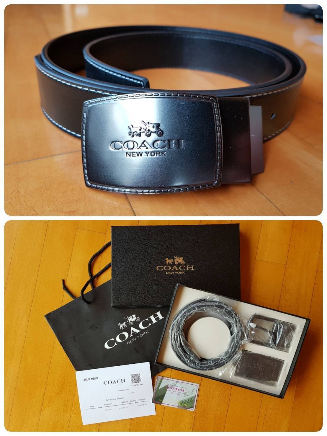 Coach Men's Belt Gift Set ชุดเข็มขัดสำหรับคุณผู้ชาย วัสดุหนังคุณภาพดี มีหัวเข็มขัด 2 แบบ เปลี่ยนใช้ได้หลายโอกาส ราคาสุดคุ้ม มาพร้อมกล่องจะมอบเป็นของขวัญ ในโอกาสพิเศษก็เหมาะค่ะ