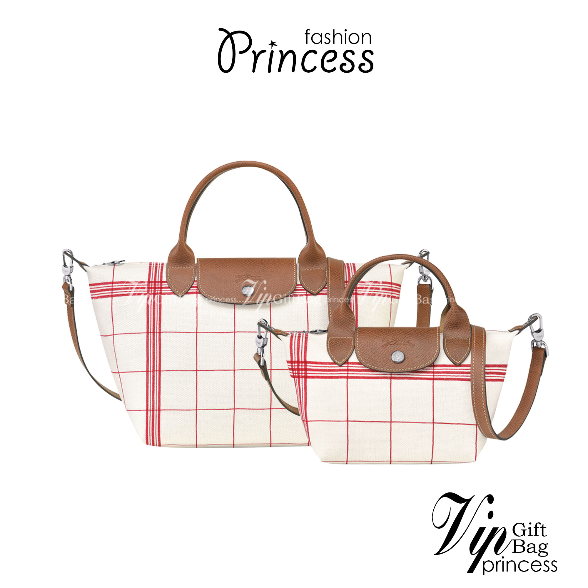 LONGCHAMP LE PLIAGE TORCHON Top handle bag - Red กระเป๋าถือขนาดเล็ก วัสดุผ้าฝ้าย อะไหลเงิน ตัดแต่งด้วยหนังวัวแท้ ผสมผสานแนวคลาสสิกแบบมินิมอลศิลปะการพับกระดาษแบบญี่ปุ่นดั้งเดิม