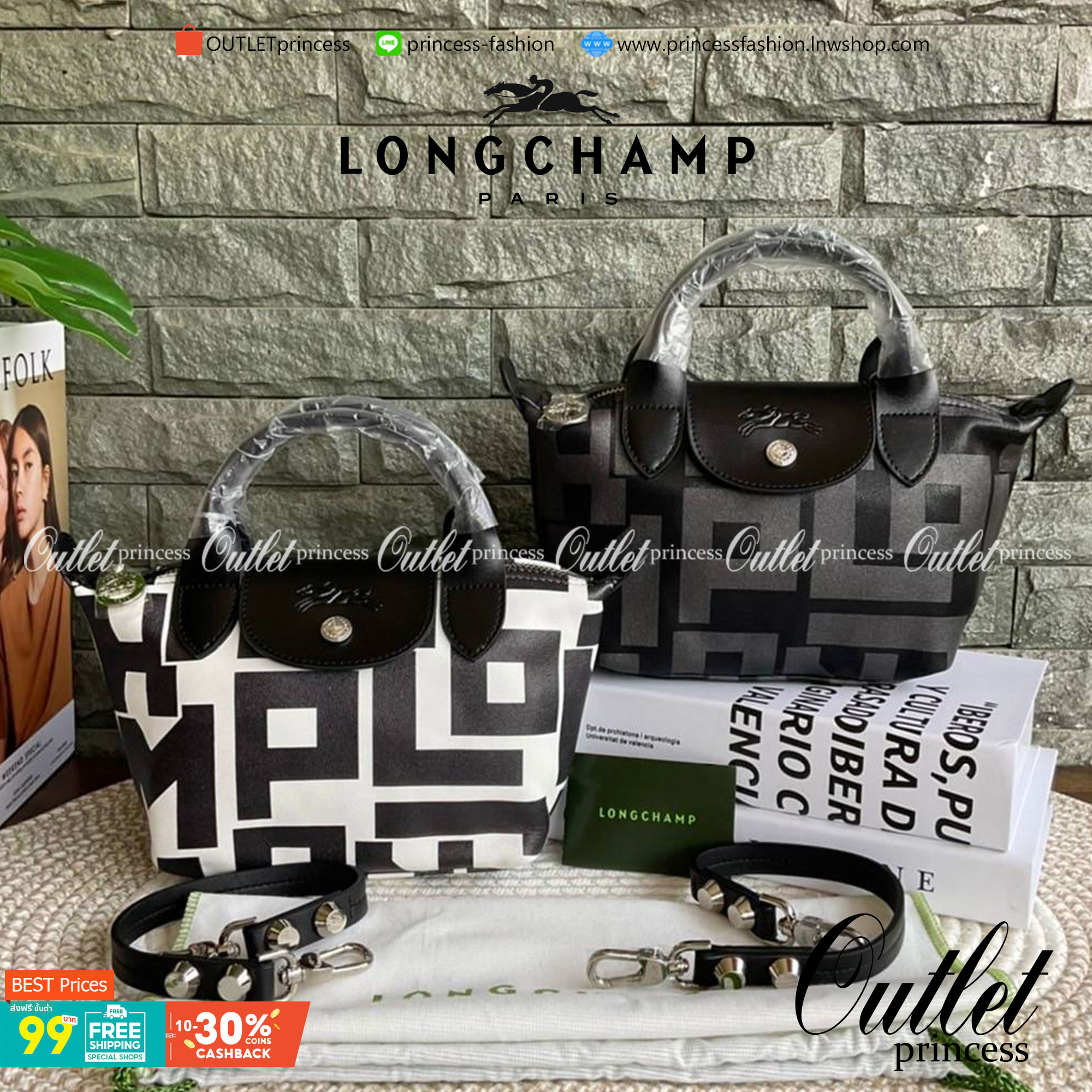 Longchamp Le Pliage Lgp Mini Tote - กระเป๋าถือขนาดเล็ก วัสดุหนังเมทิส หรือ หนังแกะ - น้ำหนักเบา จุของได้เยอะ เปิด-ปิดด้วยซิปสะดวกใช้