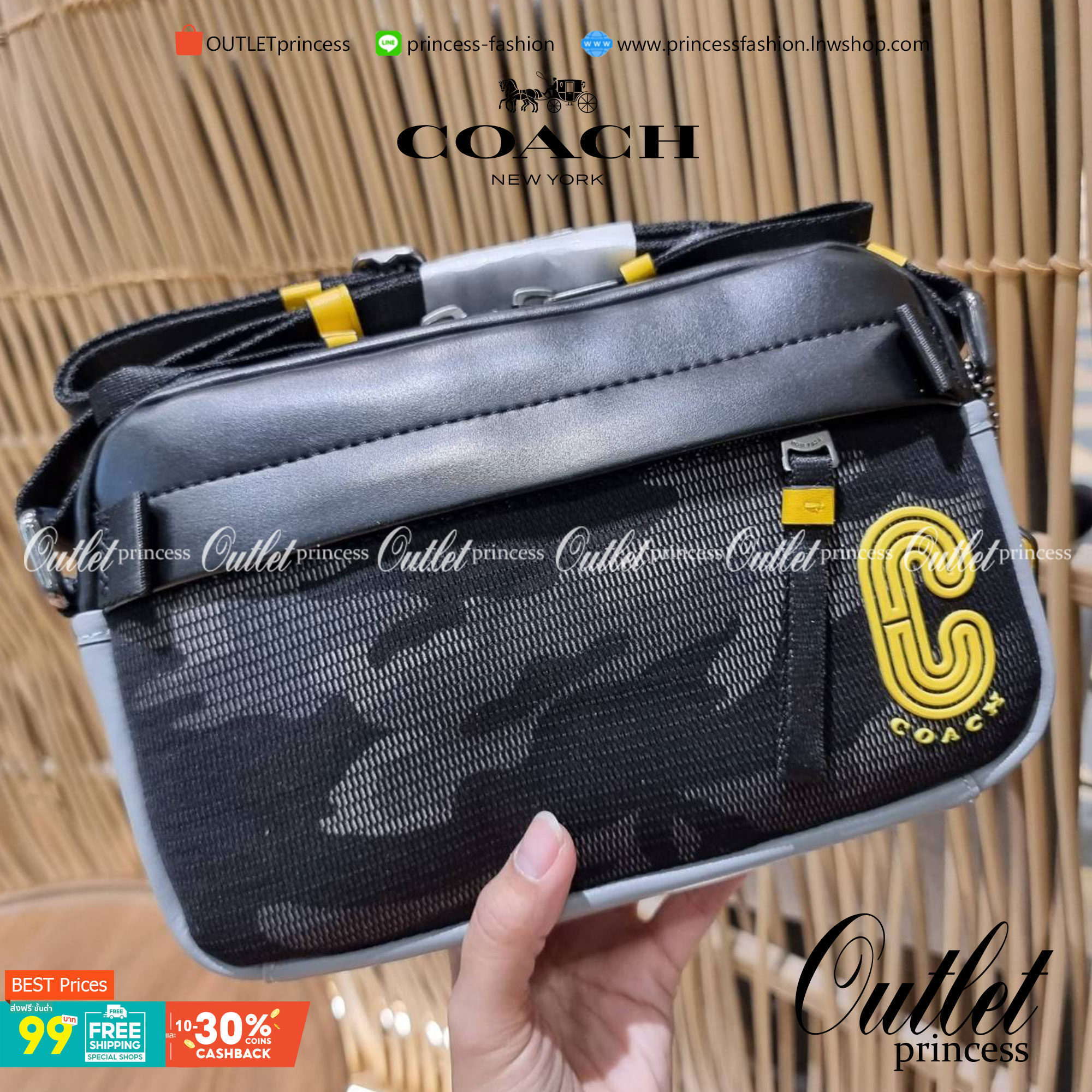 COACH EDGE CROSSBODY WITH CAMO PRINT ((2381, 2373)) ความเท่ never die!! กระเป๋าครอสบอดี้ทรงยอดฮิต ที่หนุ่มๆไม่ควรพลาด รูปทรงดีไซน์คลาสสิค ใช้งานง่าย วัสดุหนังแท้ตกแต่งตาข่ายพร้อมลายพริ้นท์ด้านหน้า สุดคูล!! ตัวกระเป๋ามีซิปหลัก และซิปด้านหน้า พร้อมช่องแยกด้