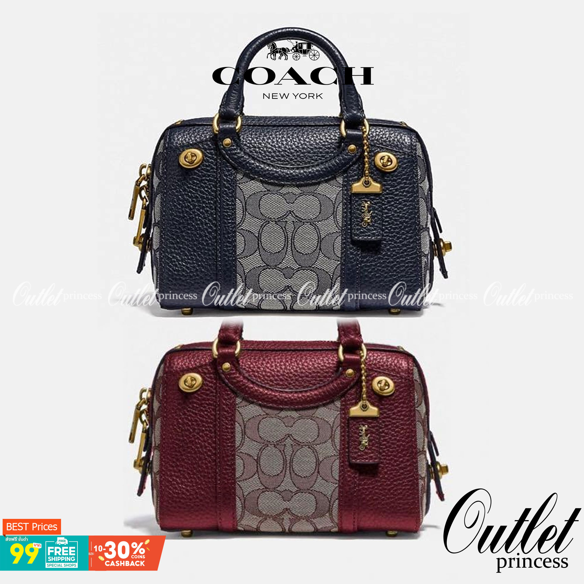 COACH LARK BAG 19 IN SIGNATURE JACQUARD พร้อมส่งที่ไทย สวยก่อนใครแน่นอนค่ะ กระเป๋าสะพายข้าง//ครอสบอดี้ร์ วัสดุหนังแท้+Jacqurd ได้ลงตัวสวยงามมากๆค่ะ มีช่องใส่ของจุกจิกทั้งด้านหน้าและหลัง ;เปิดปิดกระเป๋าแบบซิปคู่ ภายในสามารถใส่กระเป๋าเงินใบกลางได้;มือถือได้