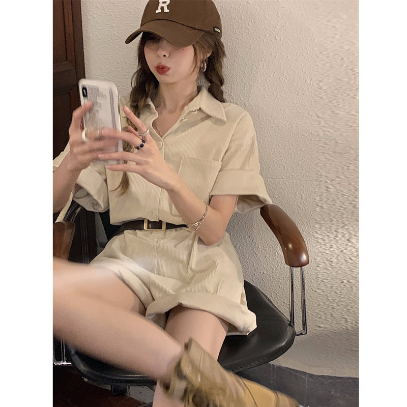 พร้อมส่ง 🍫🗼🏏 Go through dress จั๊มสูทกางเกงสีน้ำตาลอ่อน (IN37422)
