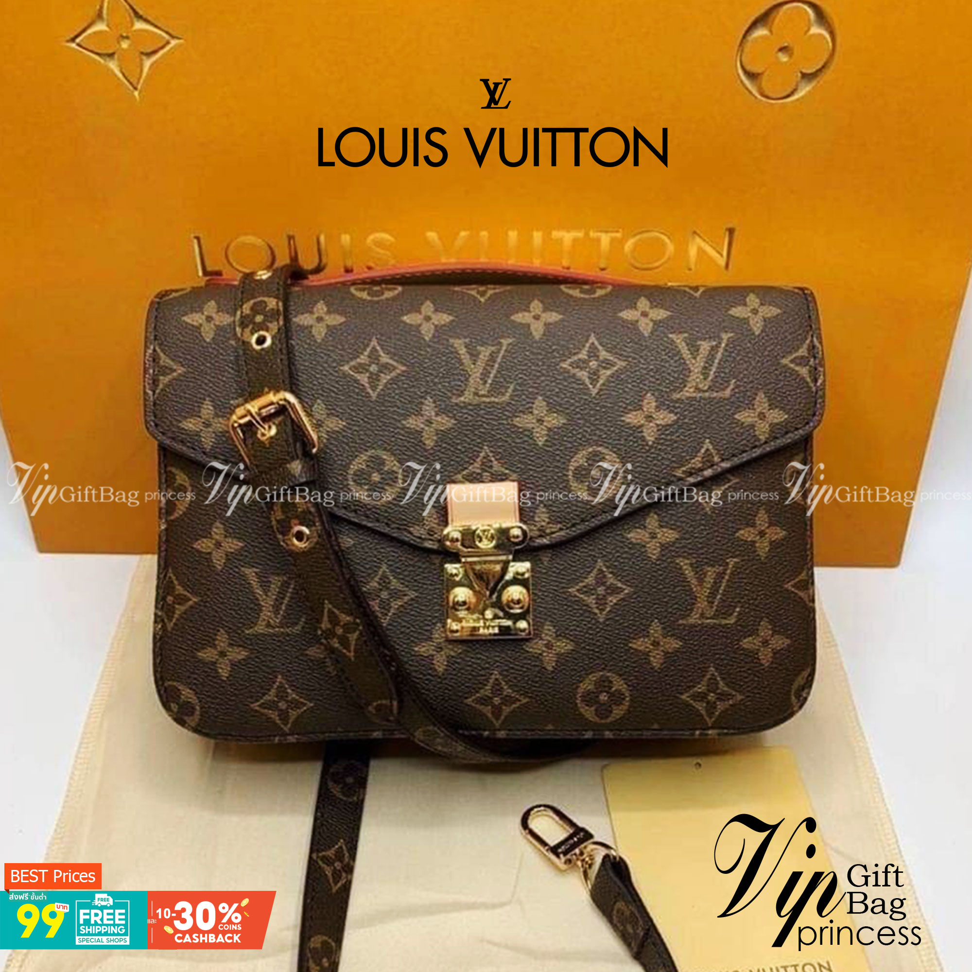 หนังแท้ LOUIS VUITTON POCHETTE MÉTIS พร้อมส่งที่ไทย 2Colors MONOGRAM REVERSE