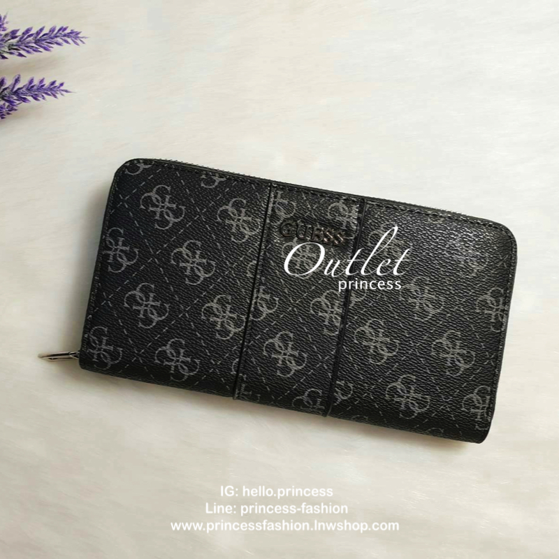 GUESS FACTORY WOMEN'S ZIP AROUND LONG WALLET กระเป๋าสตางค์หนังทรงซิปรอบพิมพ์ลายแบรนด์ ด้านหน้าติดโลโก้แบรนด์ ภายในมีช่องใส่ธนบัตร ช่องใส่บัตรหลายช่องและช่องซิปกลางใส่เหรียญ มีให้เลือกถึง 4 สี สวยคุ้ม น่าใช้มากๆค่า