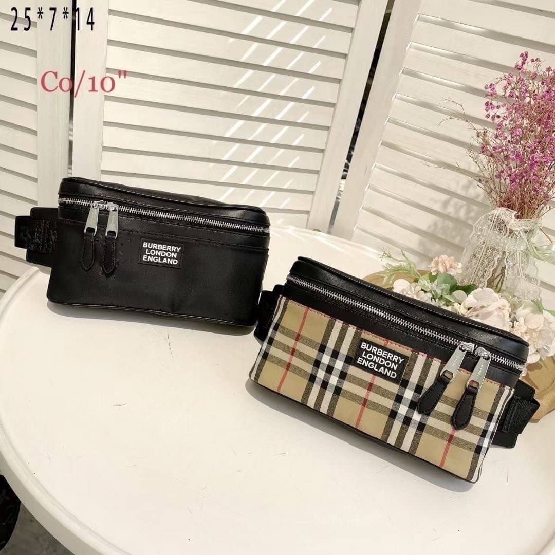 Burberry Vintage Belt Bag retro check กระเป๋าคาดอก/คาดเอวลายแบรนด์ งานมาใหม่ ผ้าแคนวาสสลับหนังอย่างดี ซิปหน้า น้ำหนักเบา ทรงสวย ใช้ทั้งผู้หญิง ผู้ชาย