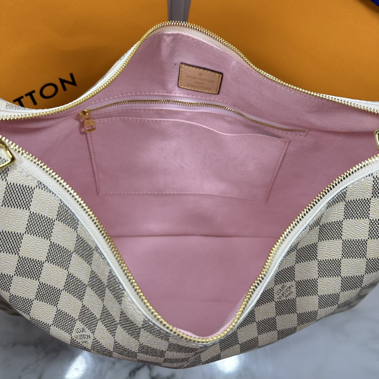 ORI หนังแท้ | LV Slouchy MM Damier Azur MM ใหม่ล่าสุด กระเป๋าโฮโบทรงสวยใบใหญ่จุใจที่ใครๆก็ต้องมี ด้วยรูปทรงคลาสสิคและใช้งานง่าย สะพายสะดวกด้วยหูสะพายในตัว สวยดูลัคชู